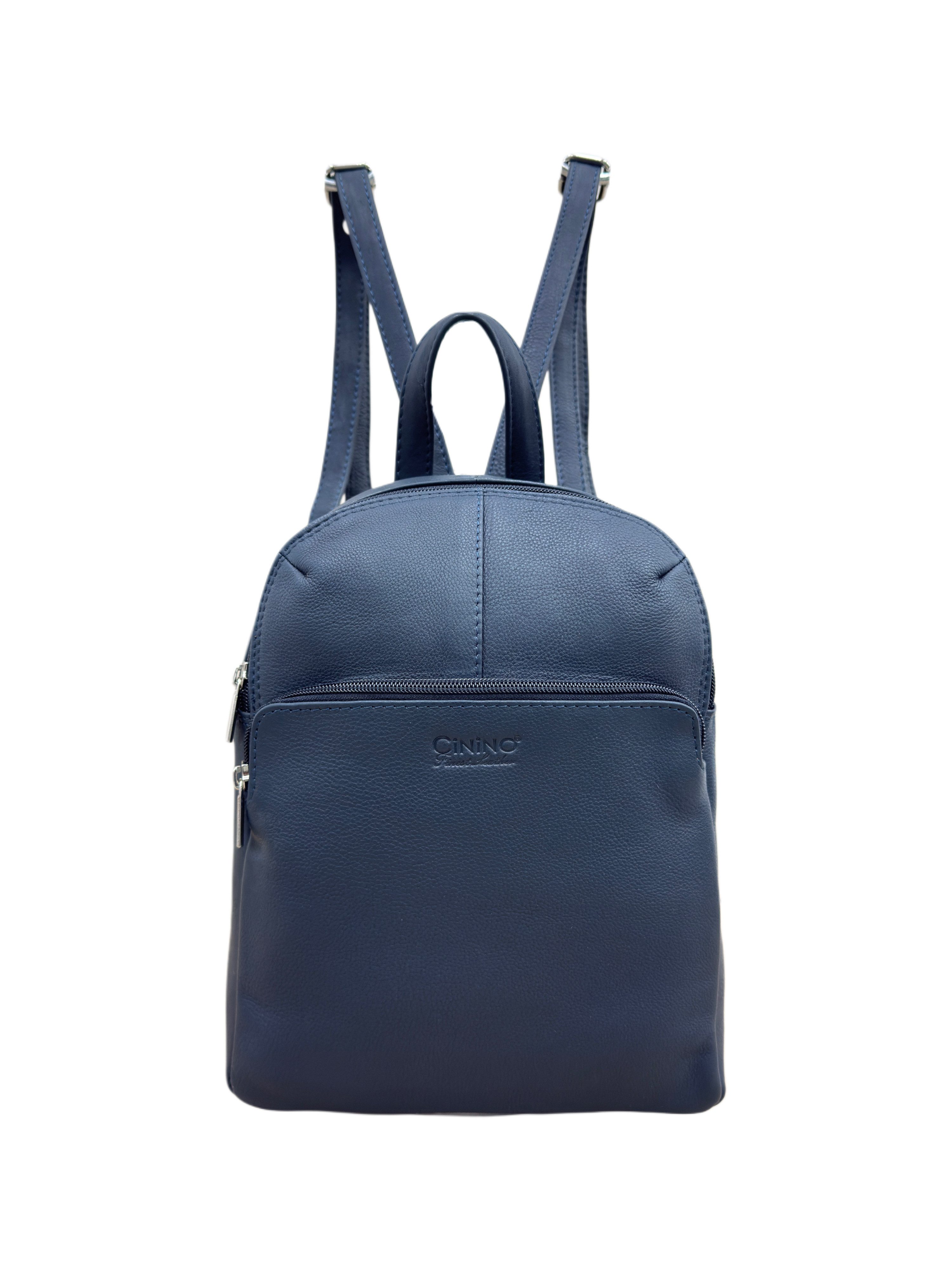Cinino Cityrucksack C6104, Damen City-Rucksack aus echtem Rindleder