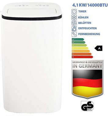 JUNG Klimagerät TV07 mobile Klimaanlage mit Fernbedienung 4,1 KW, mobiles Klimagerät, 14000BTU leise, Abluftschlauch, Timer Airconditioner Luftkühler Mobil