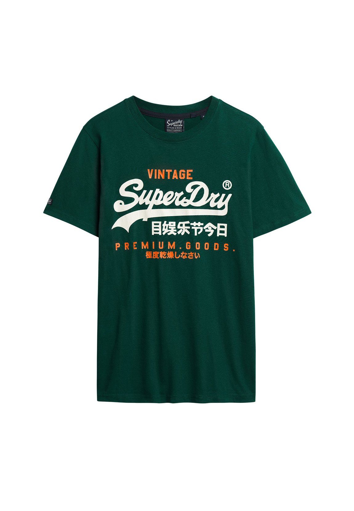 Superdry T-Shirt Superdry Herren T-Shirt CLASSIC VL HERITAGE TEE Pine Green Dunkelgrün