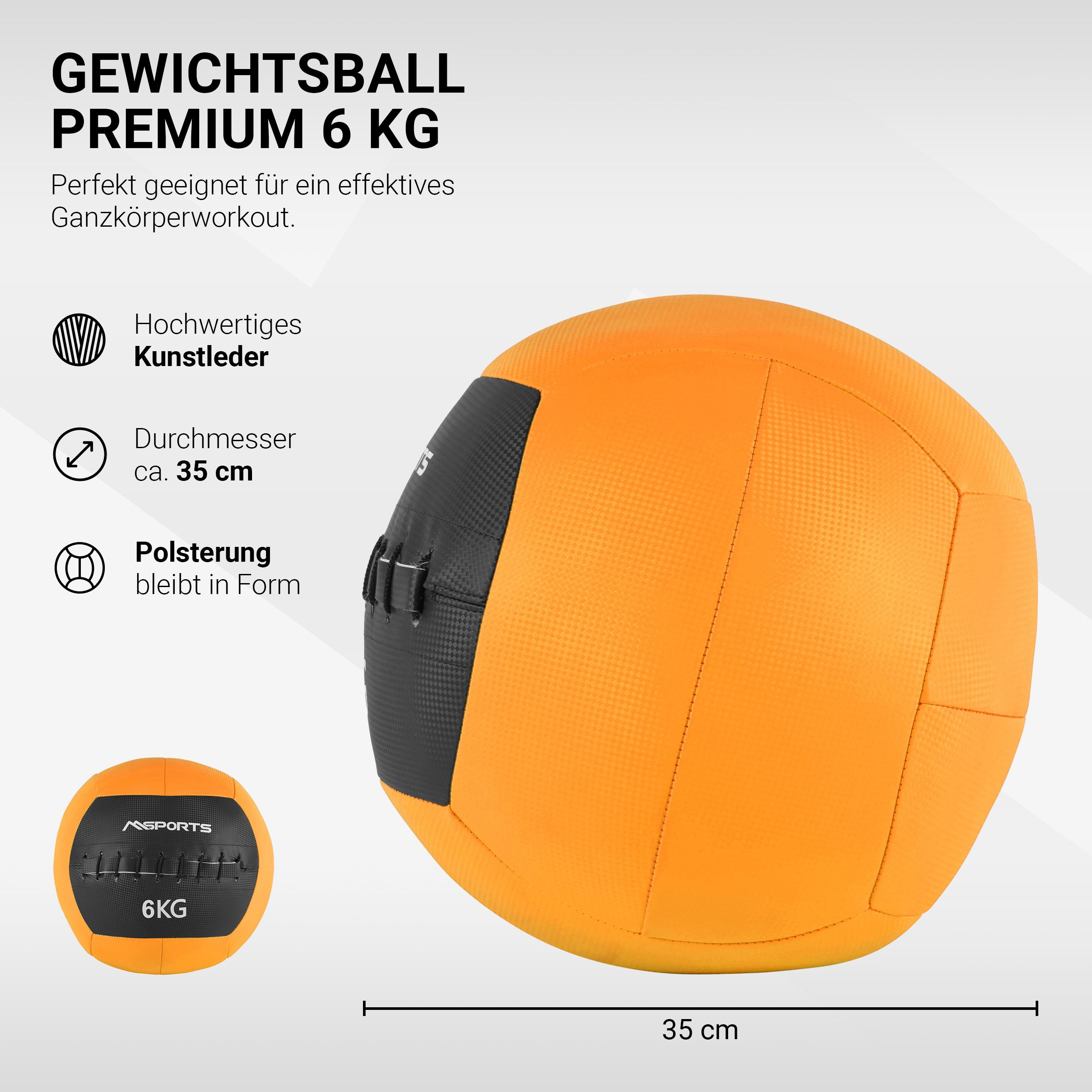 MSports® Medizinball Wall-Ball Premium Gewichtsball 2 - 10 kg in verschiedenen Farben