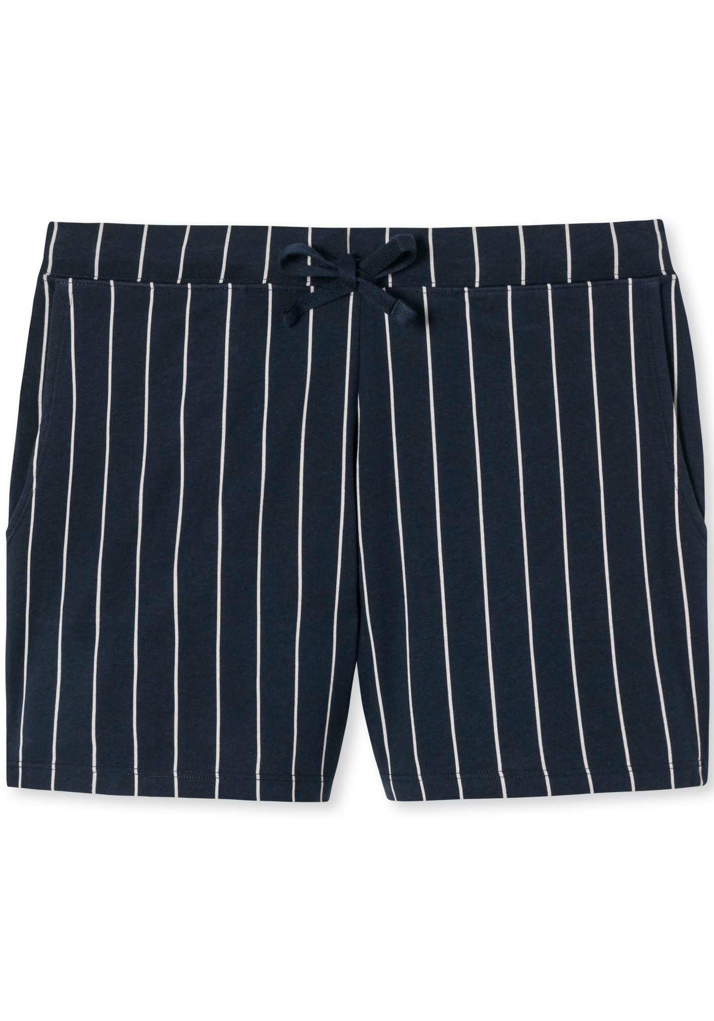 Schiesser navy/beige Hose Pyjamashorts Kurz