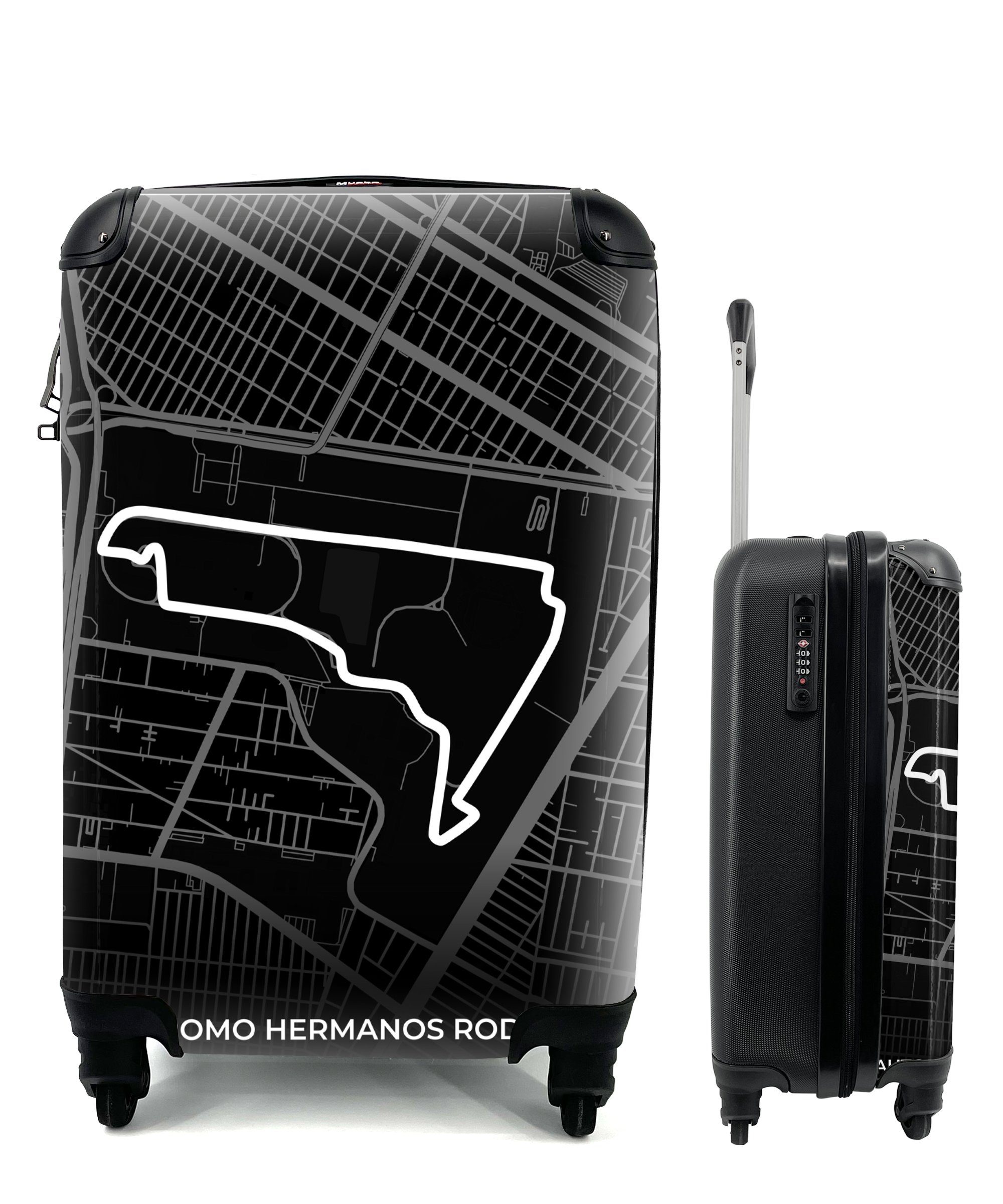 MuchoWow Handgepäckkoffer Mexiko - Rennstrecke - Autodromo Hermanos Rodríguez - Formel 1 -, 4 Rollen, Reisetasche mit rollen, Handgepäck für Ferien, Trolley, Reisekoffer