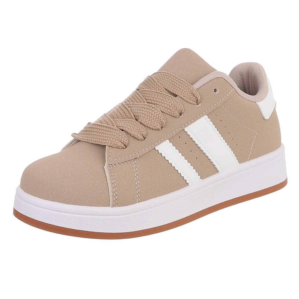 Ital-Design Sportlicher Freizeitschuh für Damen, komfortabel und stylish Sneaker (91512471) Keilabsatz/Wedge Sneakers Low in Hellbraun