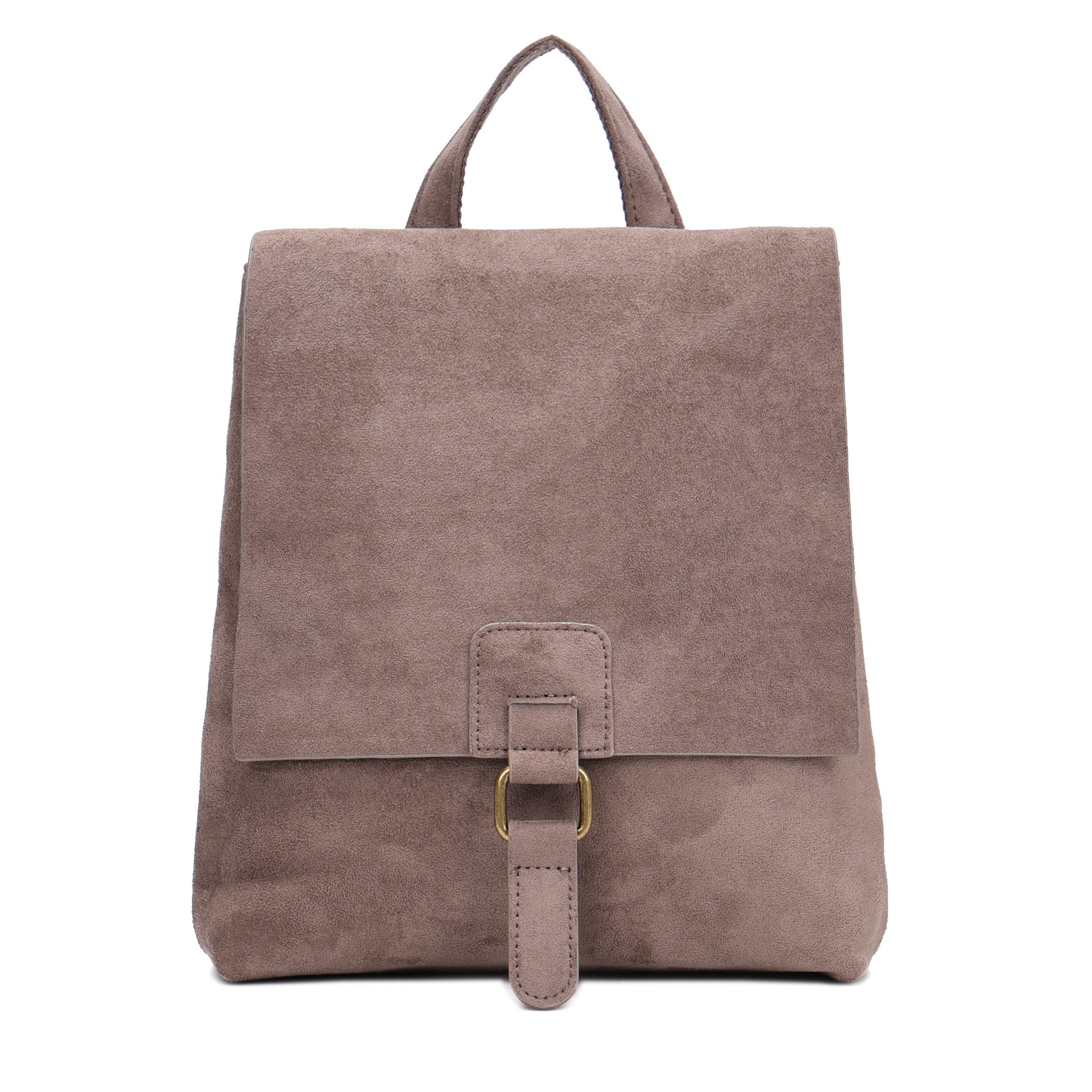 MIRROSI Tagesrucksack Damen auch als Crossbody Bag 2 in 1, Wildleder-Optik (ca. 24 x 7 x 27 cm), Cityrucksack, Daypack, Tragegriff & verstellbaren Riemen