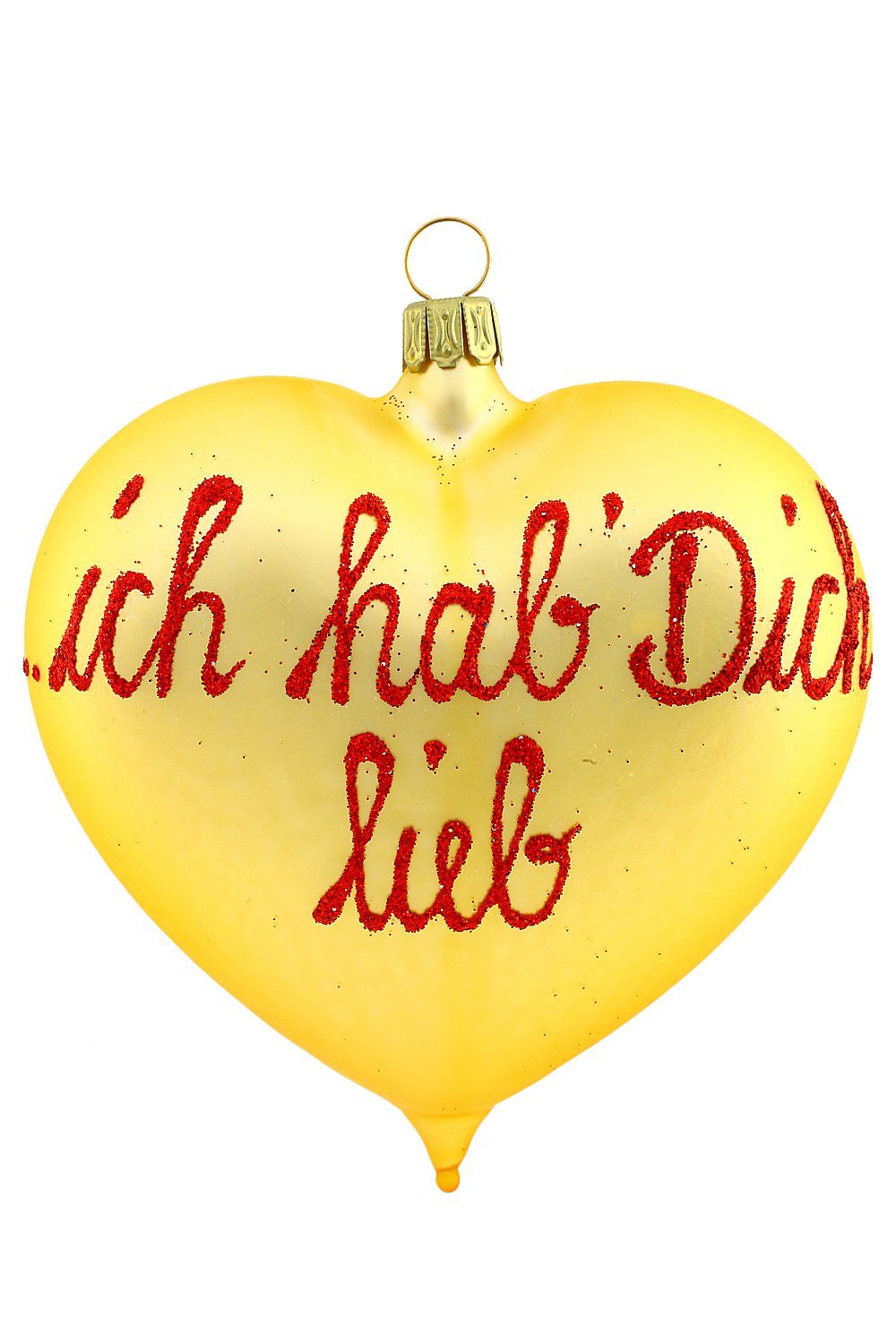 gold, Hamburger - Dich Ich - lieb Weihnachtskontor handdekoriert Weihnachtsbaumkugel Dekohänger hab` in Herz mundgeblasen