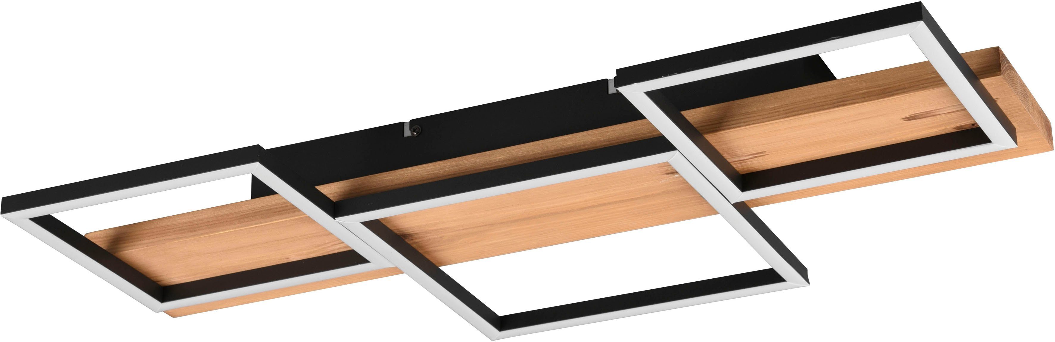 TRIO Leuchten LED Deckenleuchte Harper, Dimmfunktion, mehrere Helligkeitsstufen, LED fest integriert, Warmweiß, Deckenlampe aus Holz + Metall LED mit 3 Dimmstufen, warmweiß, 4000 Lm