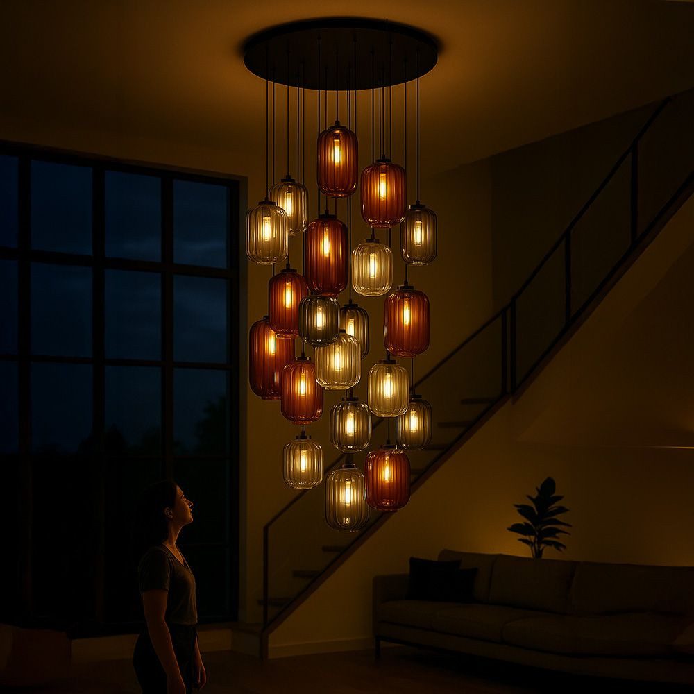 s.luce Pendelleuchte Velo Galerieleuchte 20-flg Ø120cm Baldach Ø18/20/25cm Klar