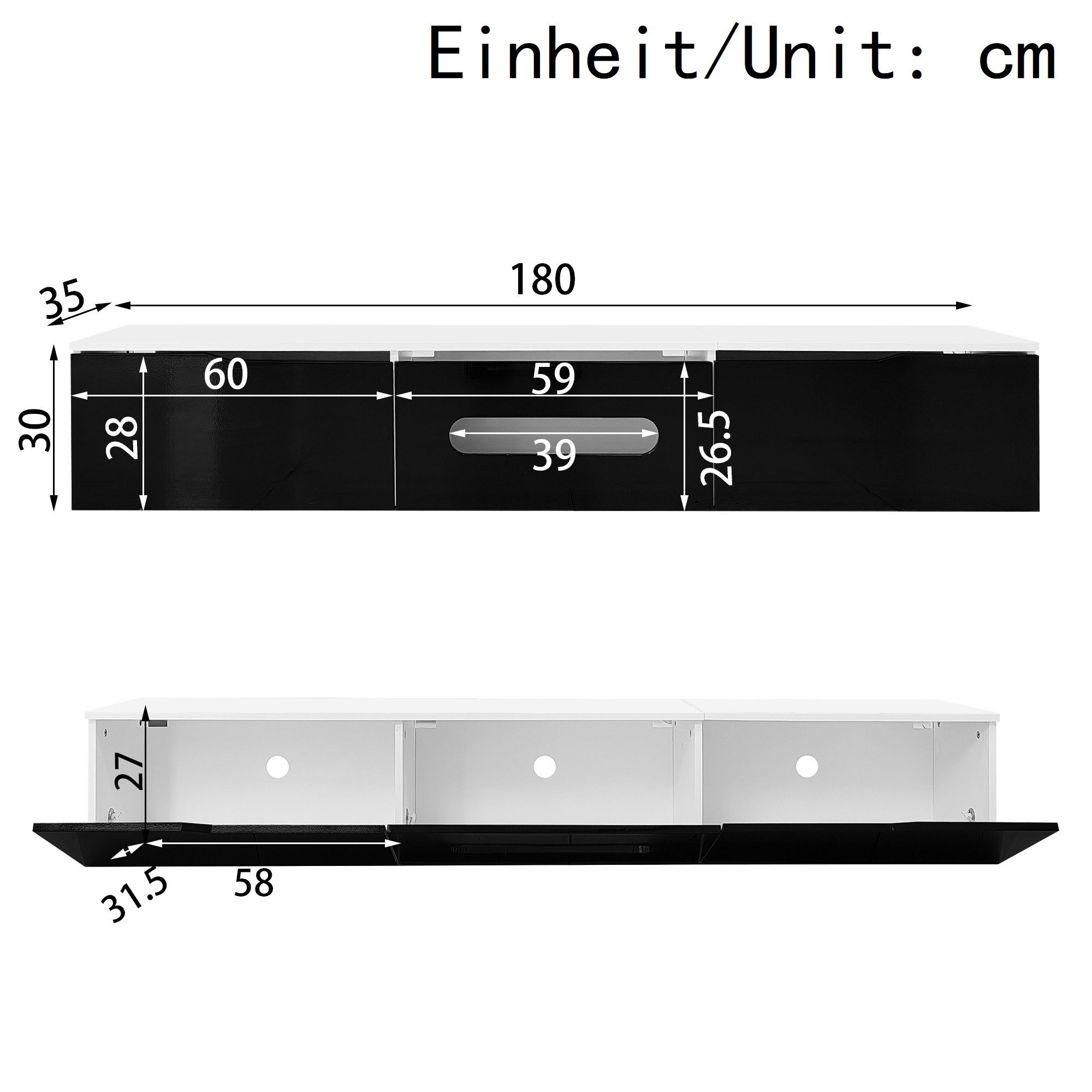 Ulife Lowboard TV-Schrank Fernsehtisch,TV-Board,TV-Ständer, TV-Panel, 180cm günstig online kaufen
