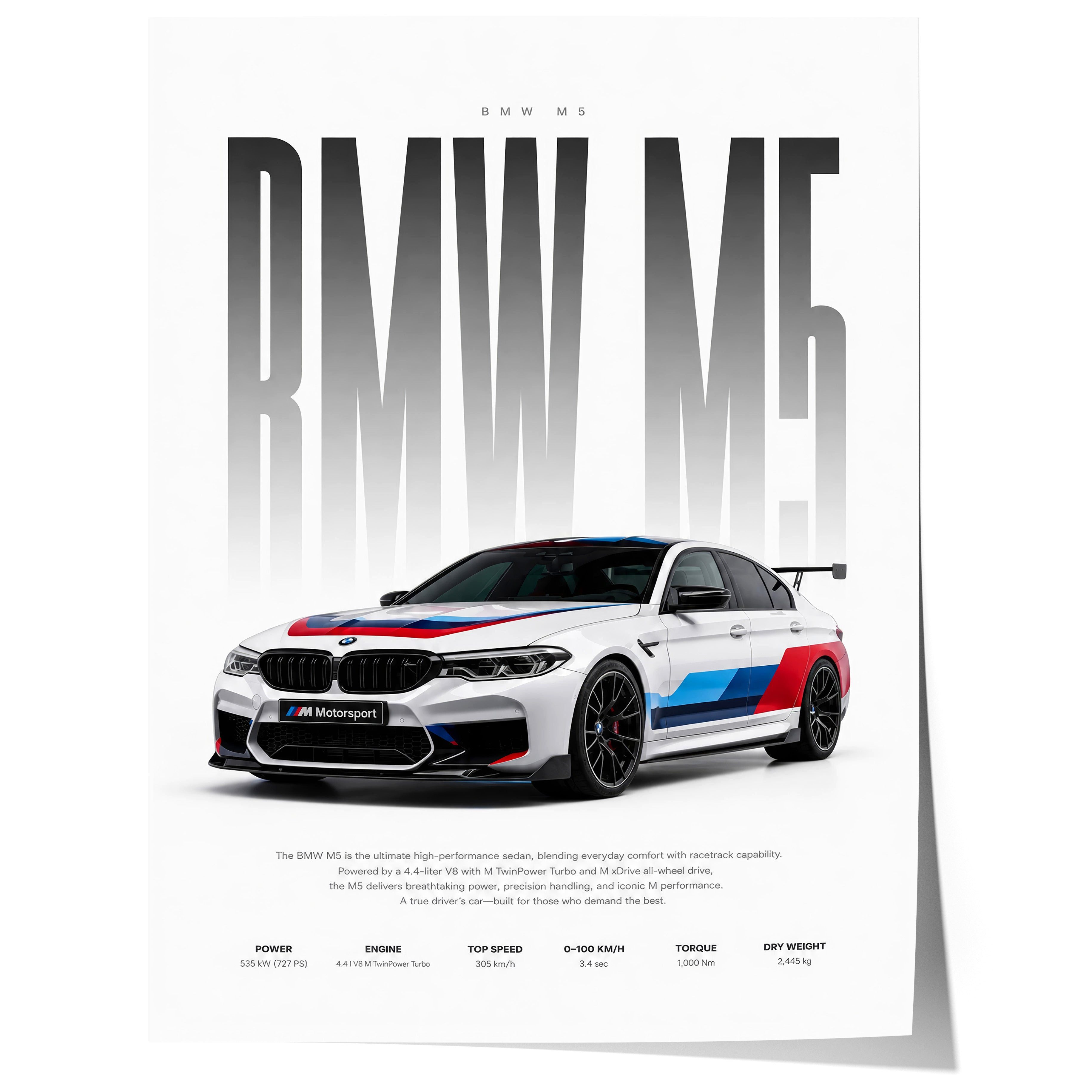 JUSTGOODMOOD Poster Motorsport Limousine Geschenkidee Performance Auto Wandbild Deko Print, (1 St)