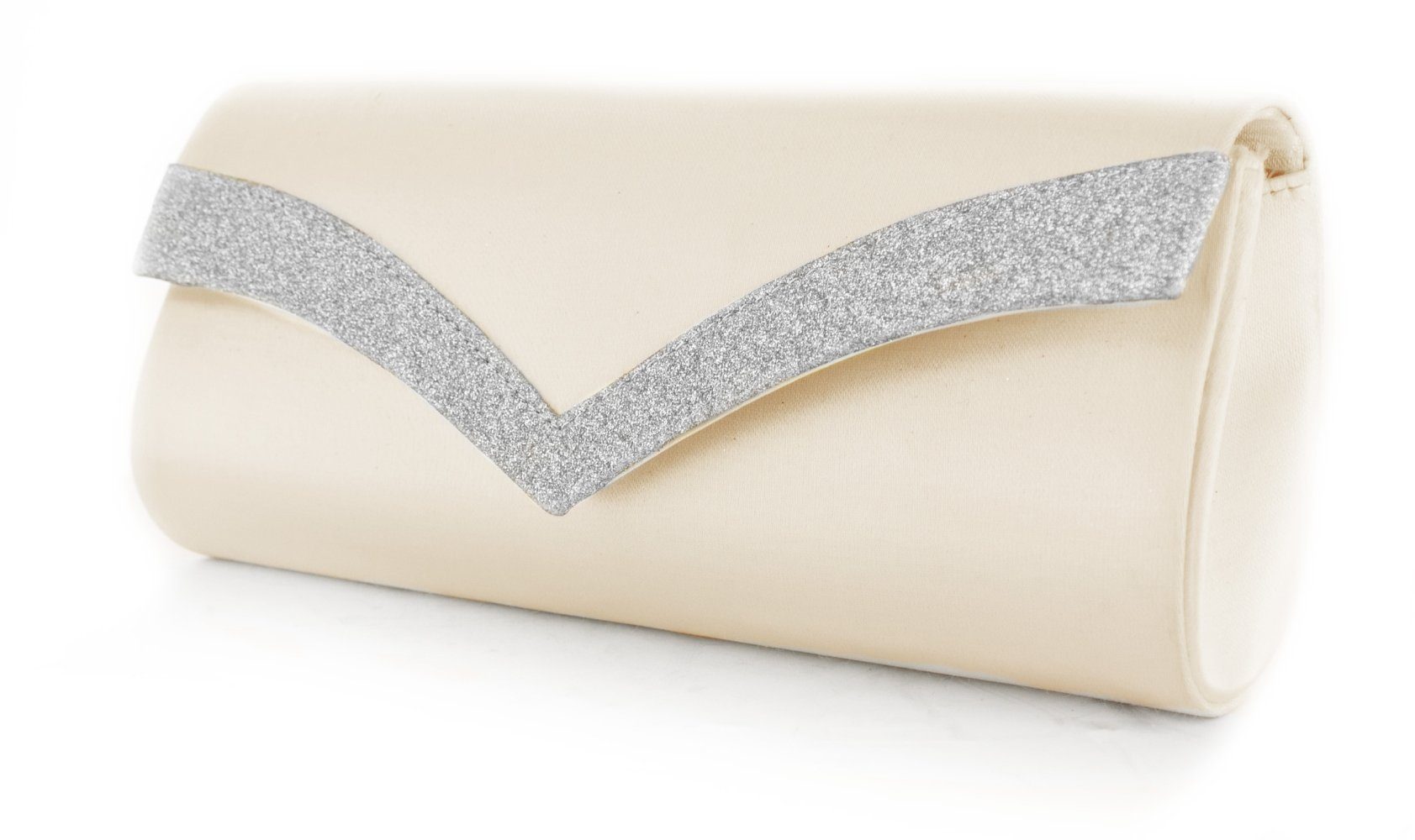 White Lady Clutch Tina Satin-Glitter Braut Clutch