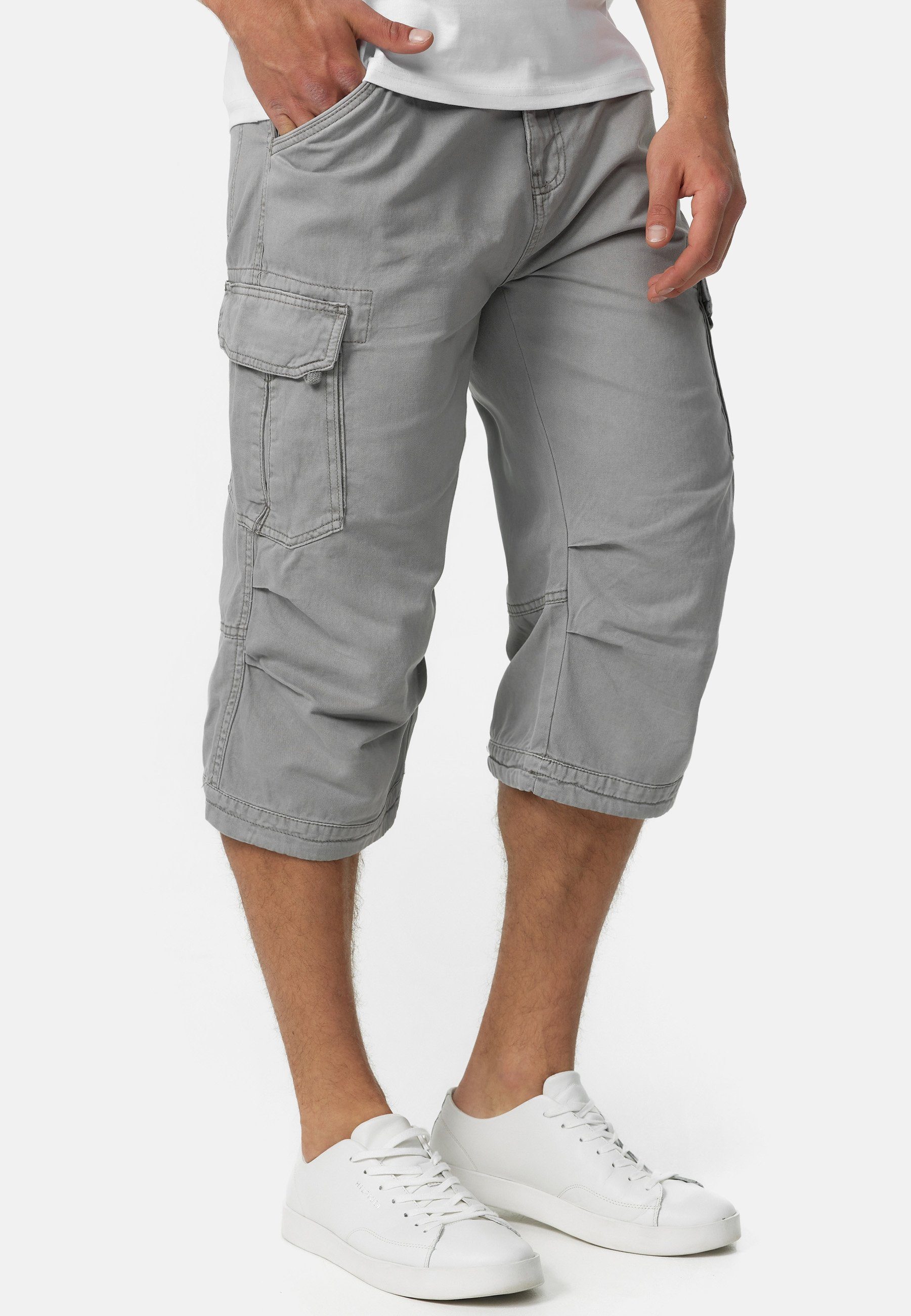 Indicode Cargoshorts Herren Nicolas Check Cargo Shorts Herrenshorts aus einer robusten Materialmischung