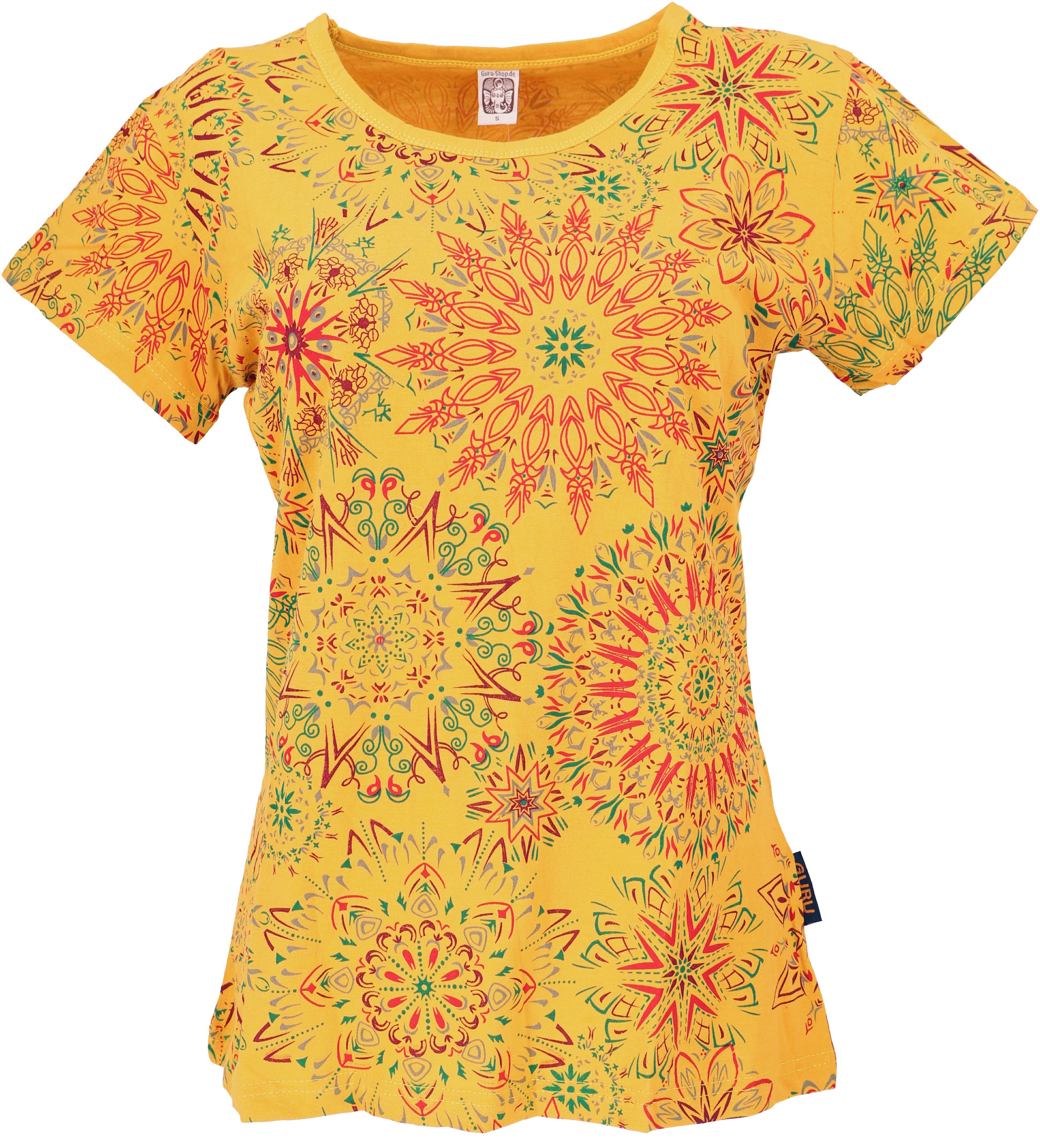Guru-Shop T-Shirt Boho T-Shirt mit Mandaladruck, bedrucktes.. Festival, Ethno Style, alternative Bekleidung