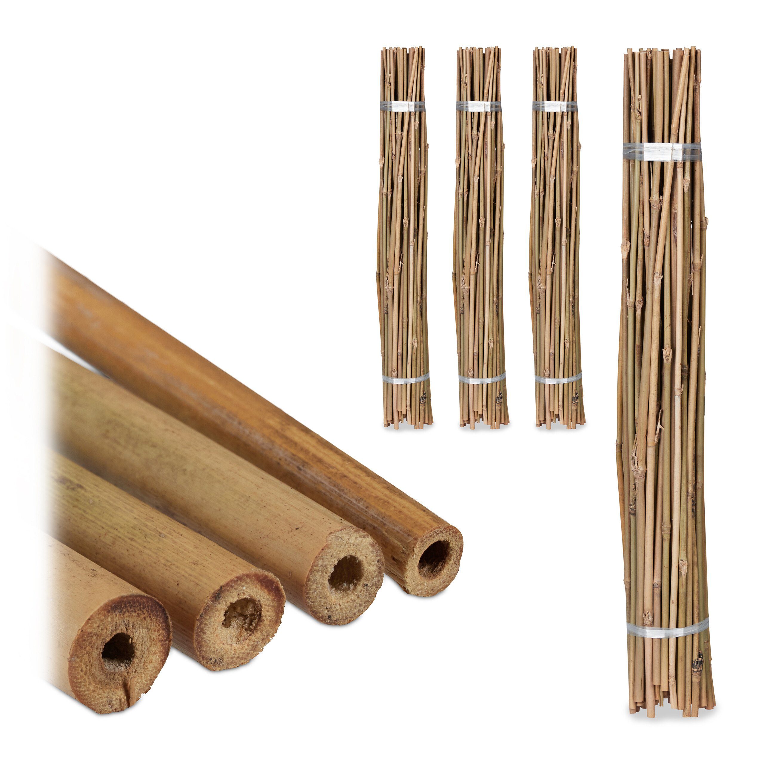 relaxdays Rankhilfe 200er Set Bambusstäbe 60 cm