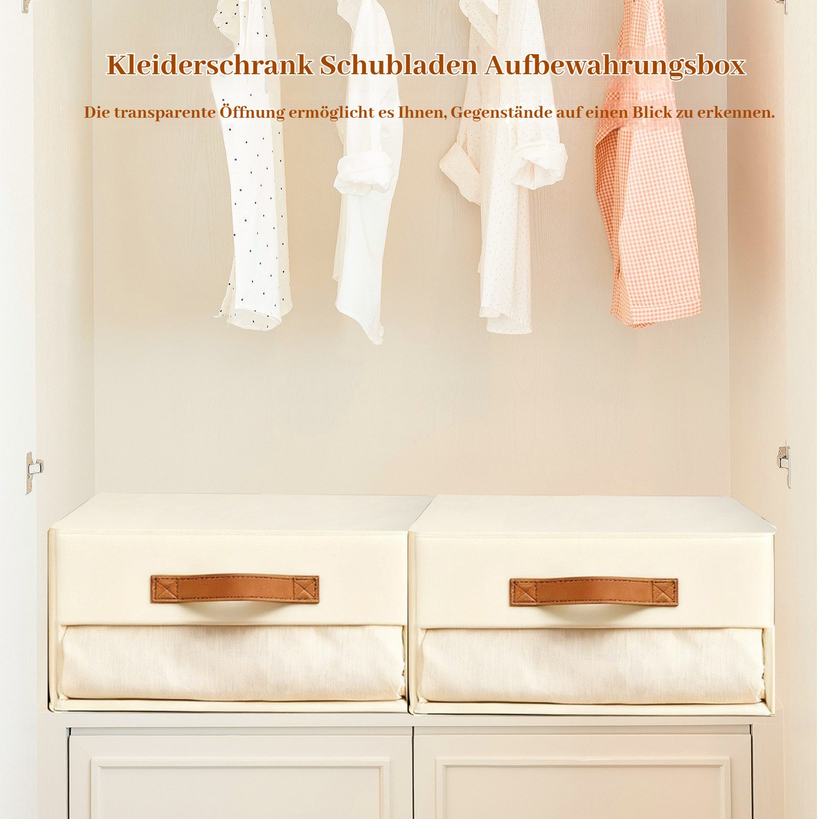 BlingBin Aufbewahrungskorb Kleiderschrank Organizer Aufbewahrungsschubladen 3er Pack, ausziehbar (3 Stück, 3 St., 40 cm x 32 cm x 17 cm), faltbar und stapelbar, mit Sichtfenster für Kleiderschrank, Wohnzimmer