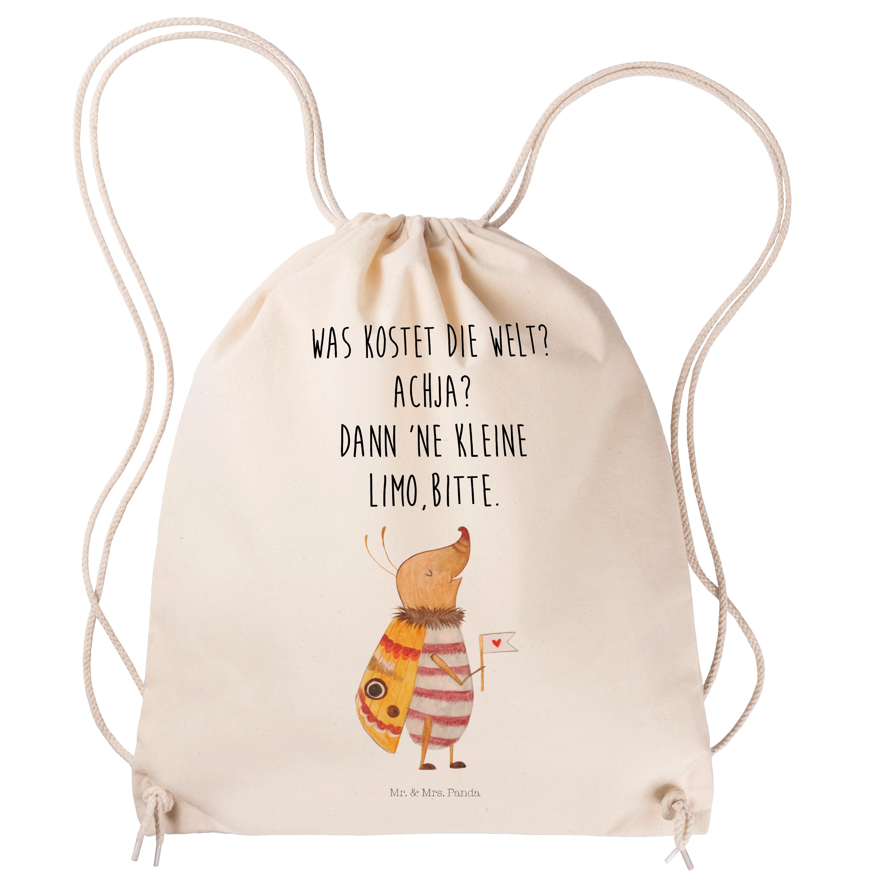 Mr. & Mrs. Panda Sporttasche Nachtfalter mit Fähnchen - Transparent - Geschenk, süß, Tiere, Gute L (1-tlg)