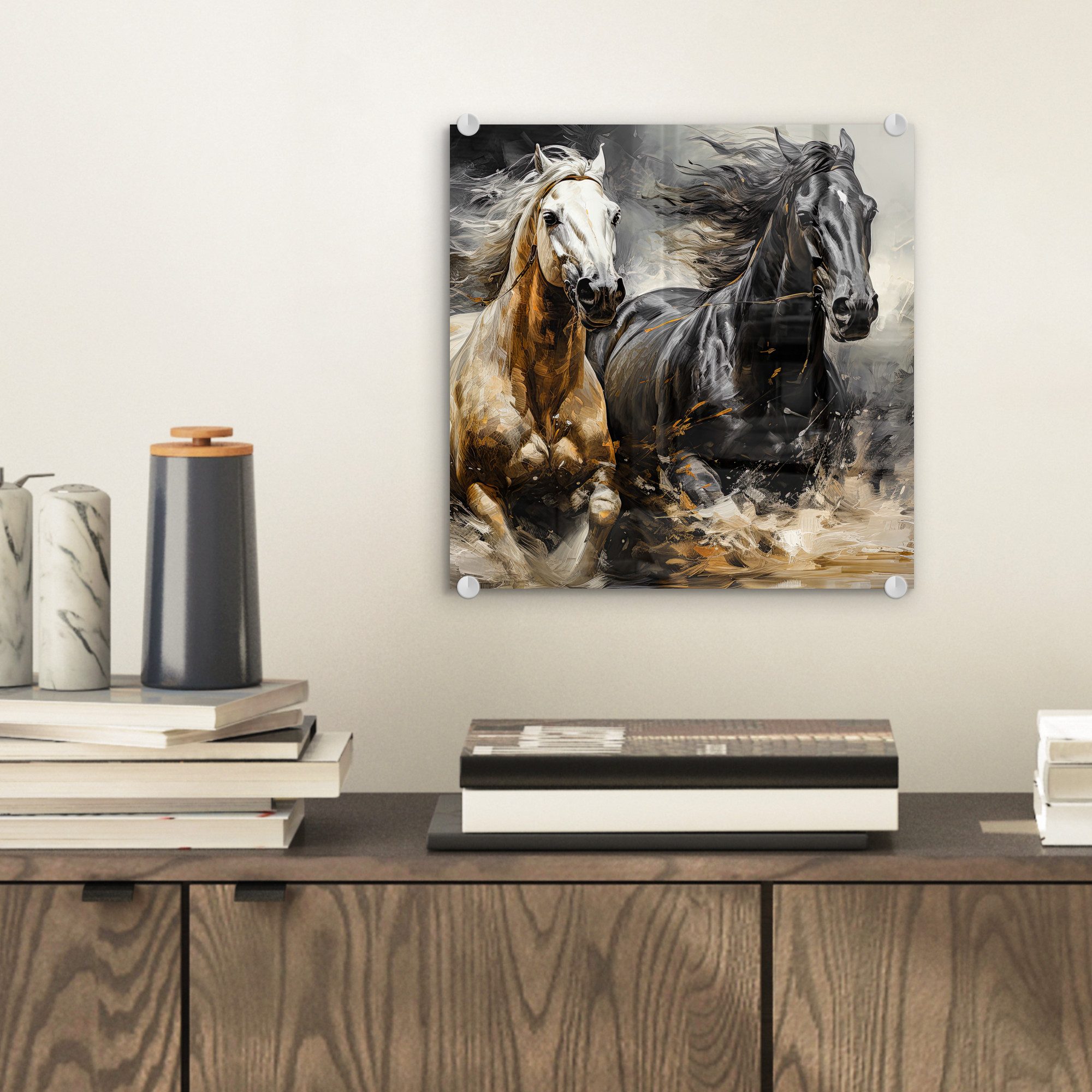 MuchoWow Acrylglasbild Pferde - Schwarz - günstig online kaufen