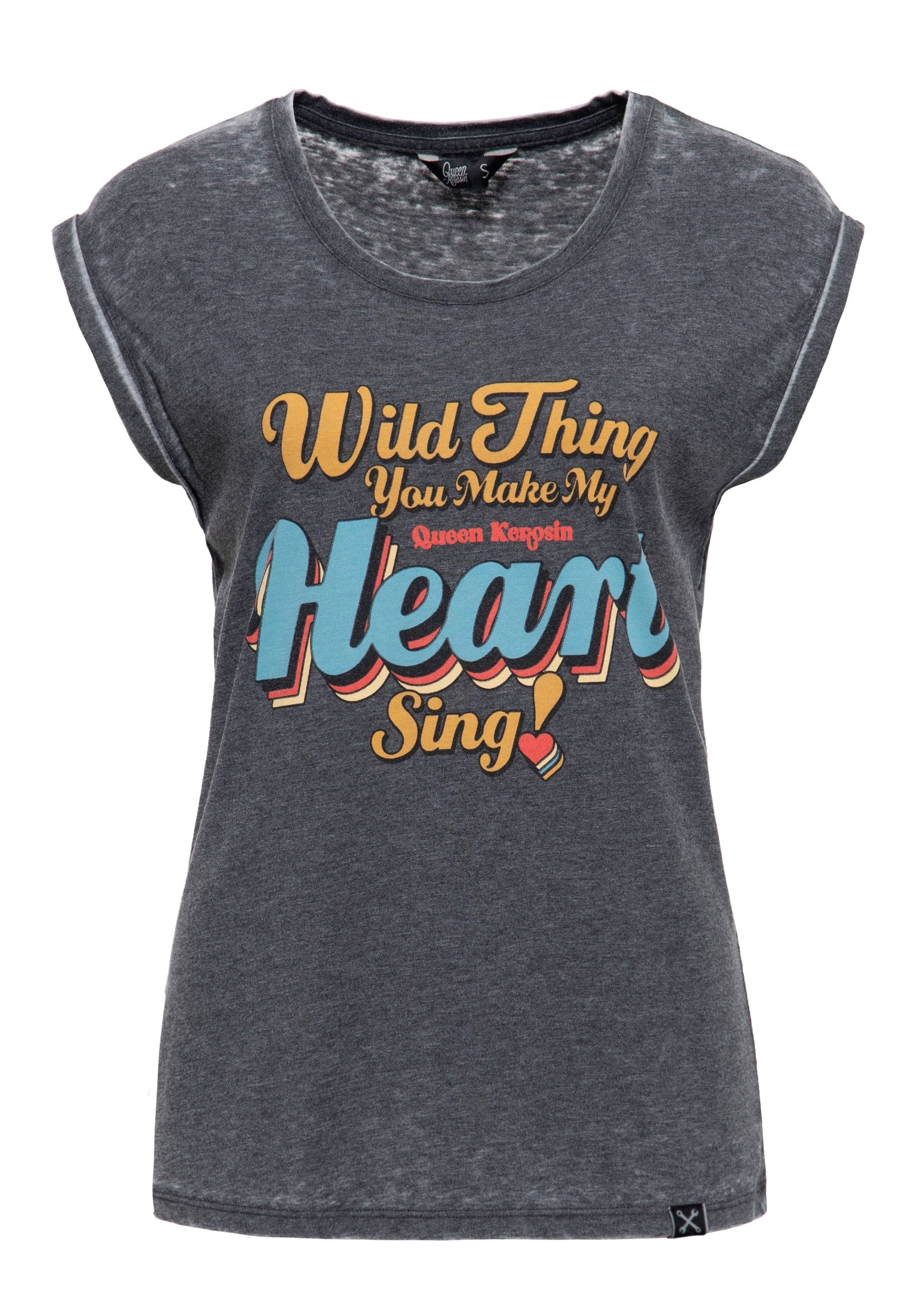 QueenKerosin Print-Shirt Wild Thing (1-tlg) Frontprint im Retro-Stil günstig online kaufen