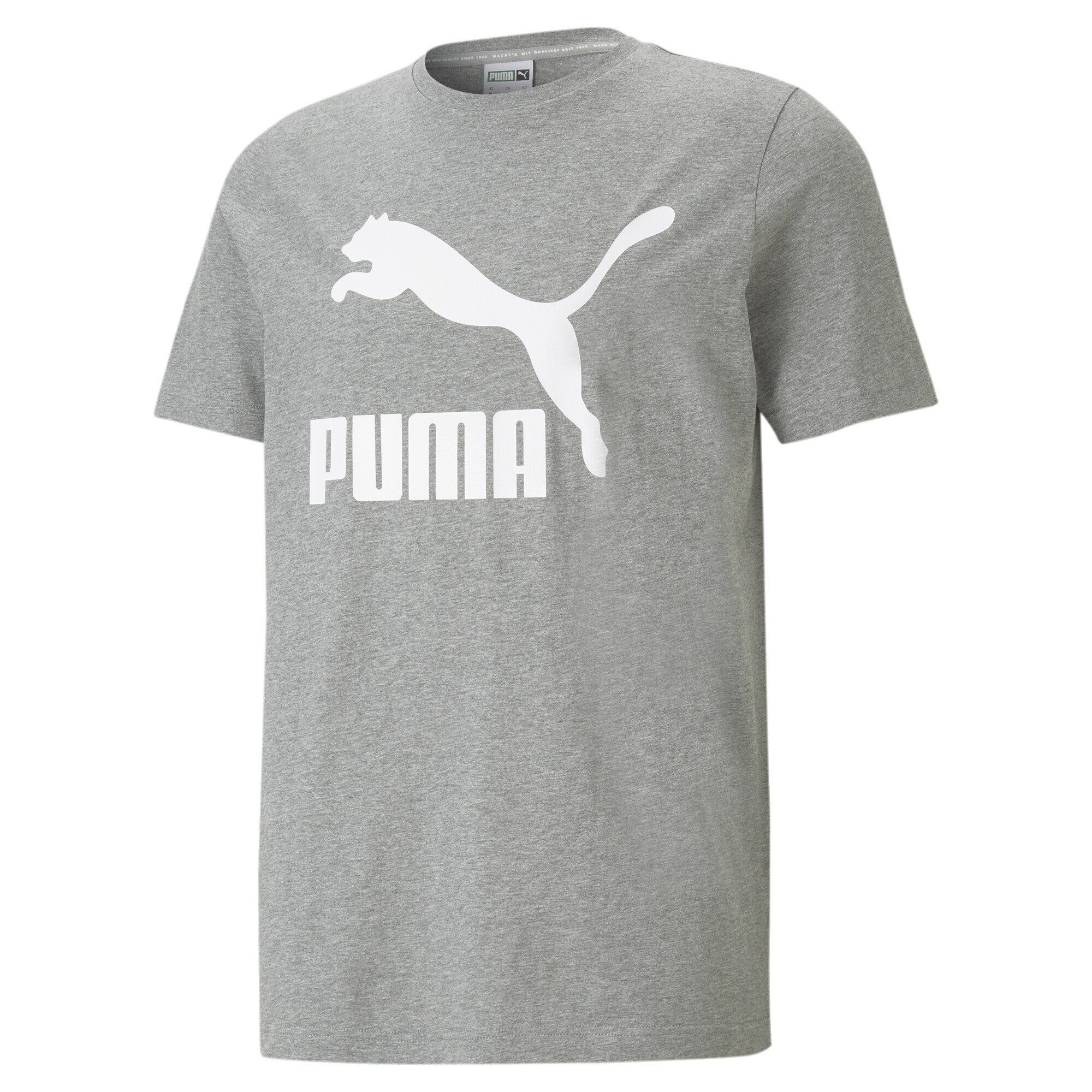 PUMA T-Shirt Classics Logo Heather Gray T-Shirt Herren Medium