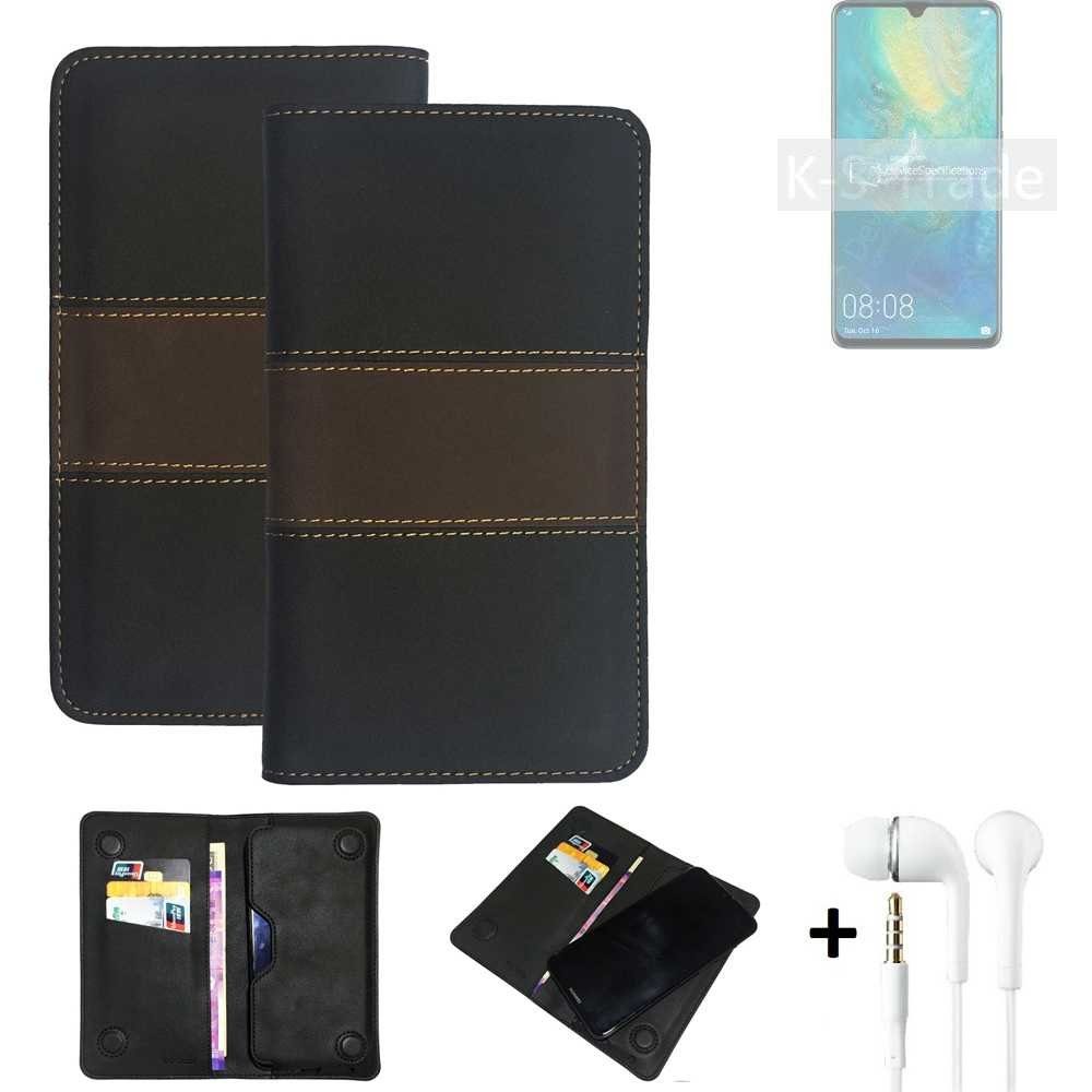 K-S-Trade Handyhülle für Huawei Mate 20 X 5G, Handyhülle + Kopfhörer Schutzhülle Walletcase Bookstyle Tasche