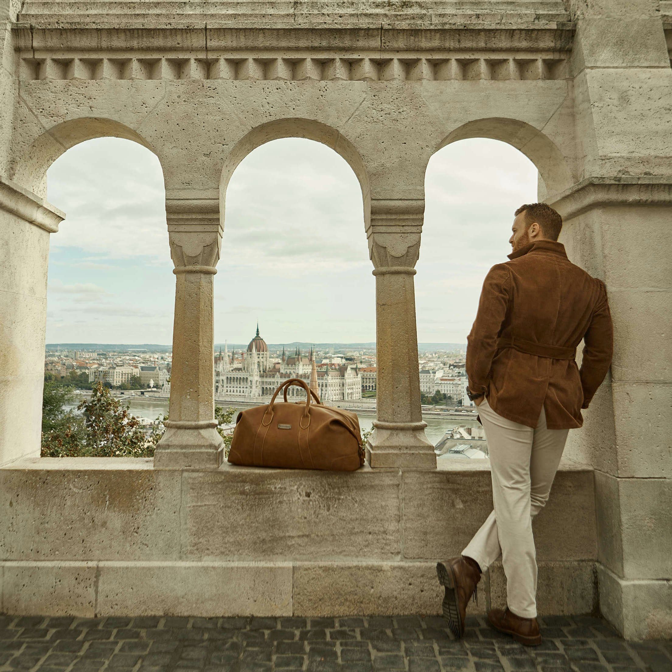DRAKENSBERG Reisetasche Weekender »David« (60) Havana-Braun, aus vollnarbigem Premium Leder für Herren und Damen im Vintage-Design