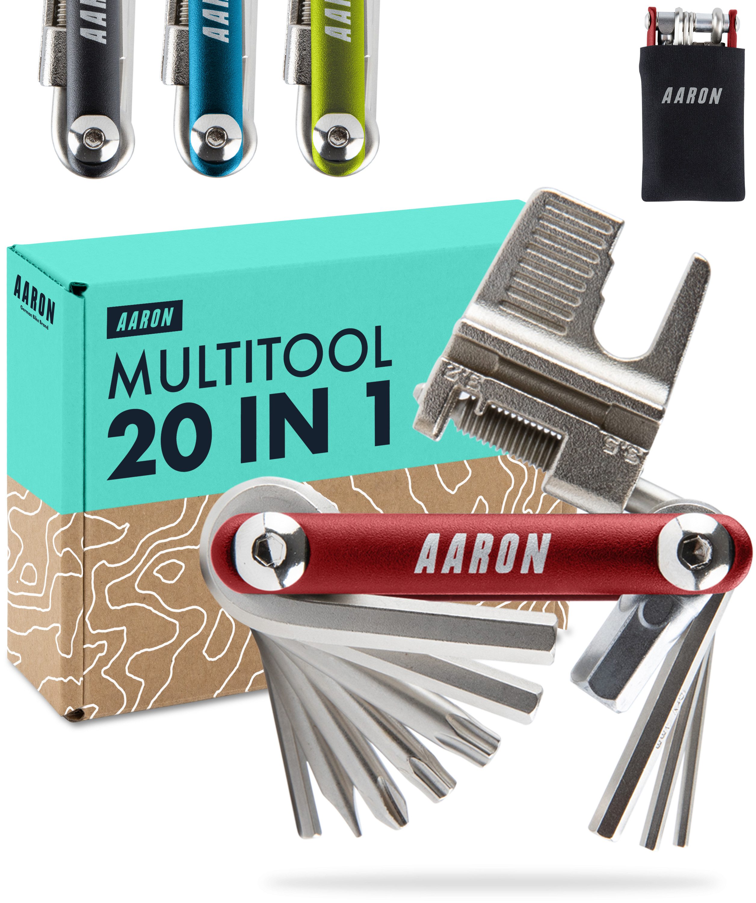 AARON Multitool 20 in 1 Tool Fahrrad Multifunktionswerkzeug Werkzeugset MTB Trekking