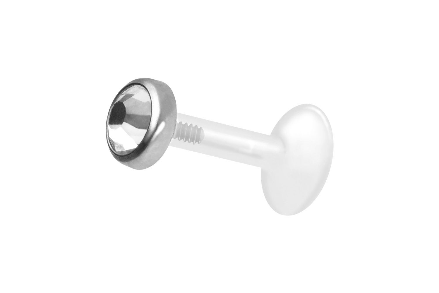 PIERCINGLINE Piercing-Set PTFE Labret mit Innengewinde + Titan-Aufsatz KRISTALLDISC (Labrets, 1-tlg)