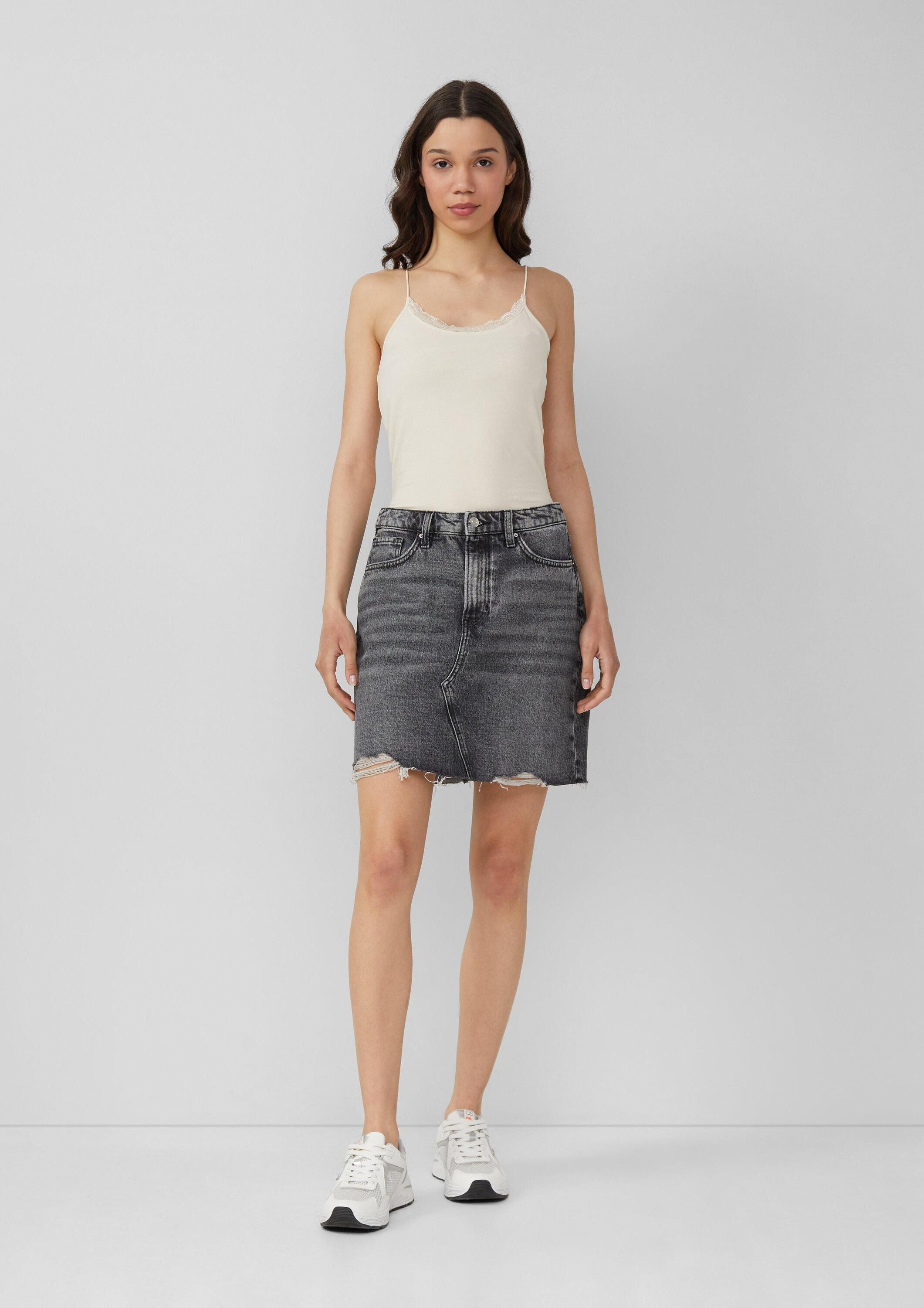 QS Minirock Rock Denimrock mit offenem günstig online kaufen