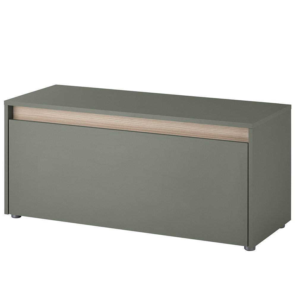 Lomadox Schuhbank CRISP-61, grün mit Eiche Nb., 1 Klappe, 100 cm breit, grifflos