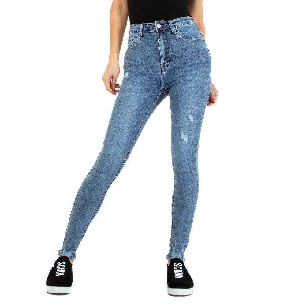 Ital-Design Skinny-fit-Jeans Damen Freizeit Jeansstoff Stretch Skinny Jeans  in Hellblau