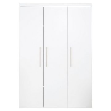 roba® Drehtürenschrank KIMI, 3-türig, Weiß, für Baby- und Kinderzimmer, 1 Kleiderstange, 6 Einlegeböden, B 135 x H 195 x T 50 cm