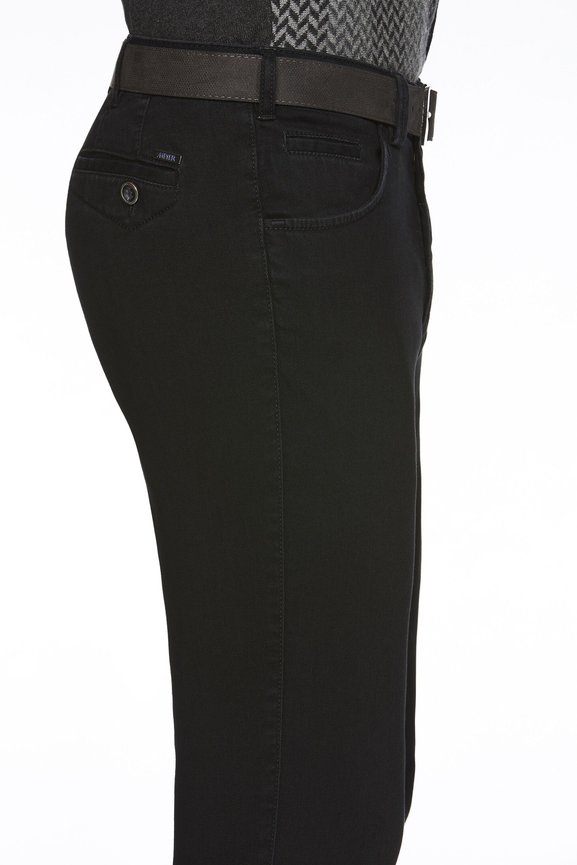 MEYER Slim-fit-Jeans Chino Dublin mit schwarz Stretch-Dehnbund