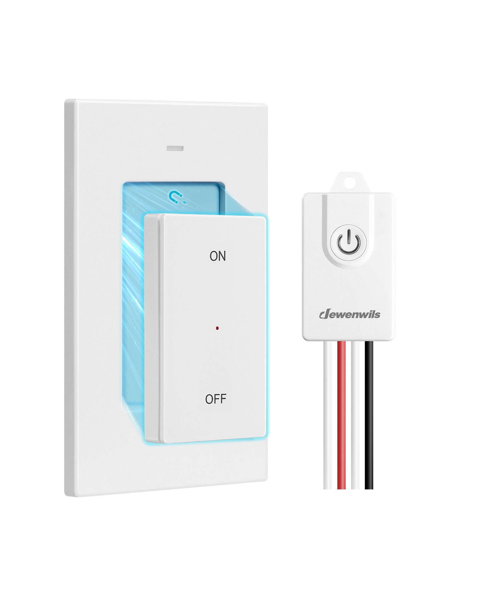 DEWENWILS Licht-Funksteuerung Funksender, für Wohnzimmer, Schlafzimmer, Büro, Arbeitszimmer, Kinderzimmer, Funk Wandschalter, Kabellos Funk Lichtschalter Set