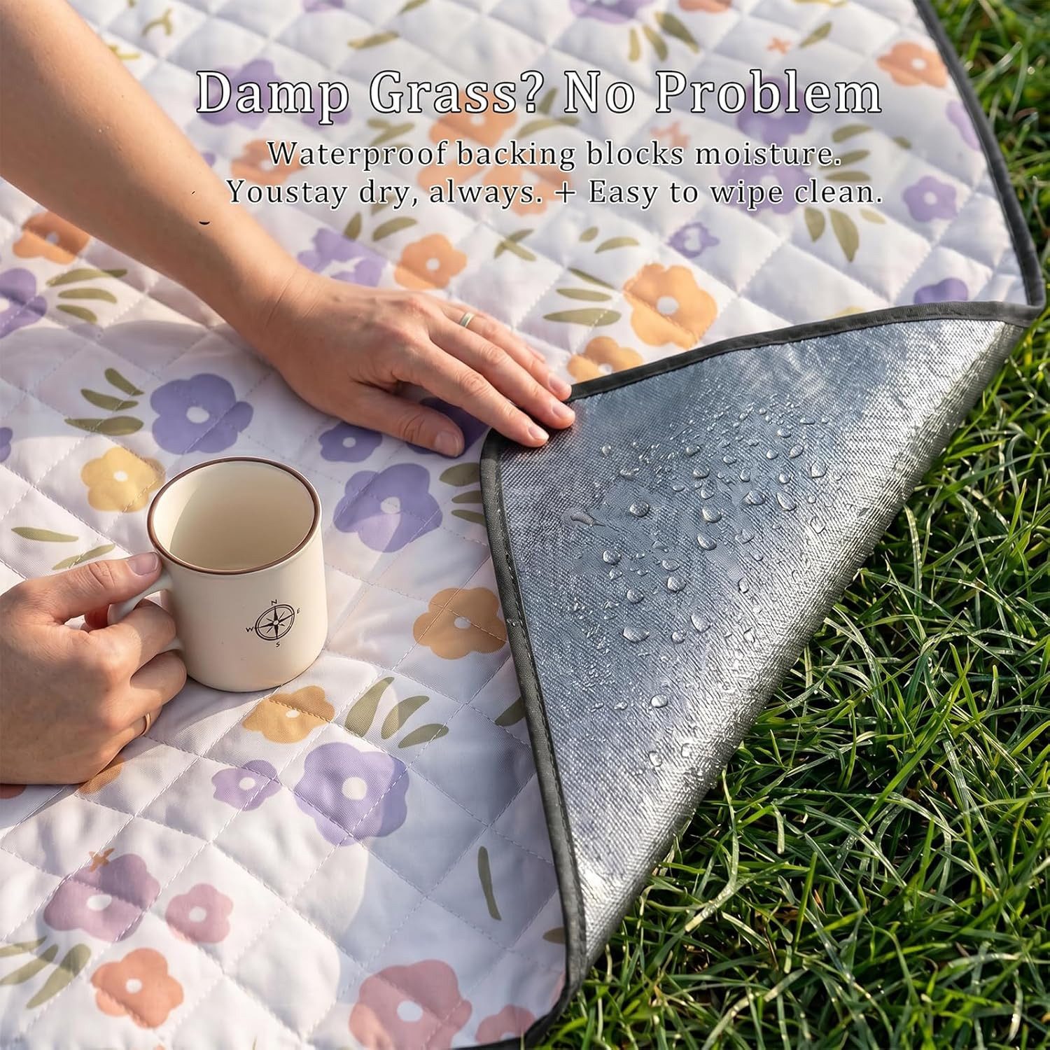 Picknickdecke Picknickdecke Wasserdicht Gross 200x200 Faltbar Leicht Outdoor Lila, FELIXLEO – Bild 4 von 5