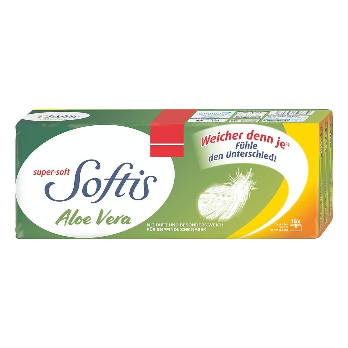 REGINA Papiertaschentücher Softis Aloe Vera, 4-lagig, weiß, 15x 9 Taschentücher