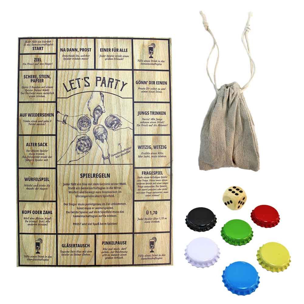 BEMIRO Spiel Trinkspiel Brettspiel "Lets Party" aus Holz