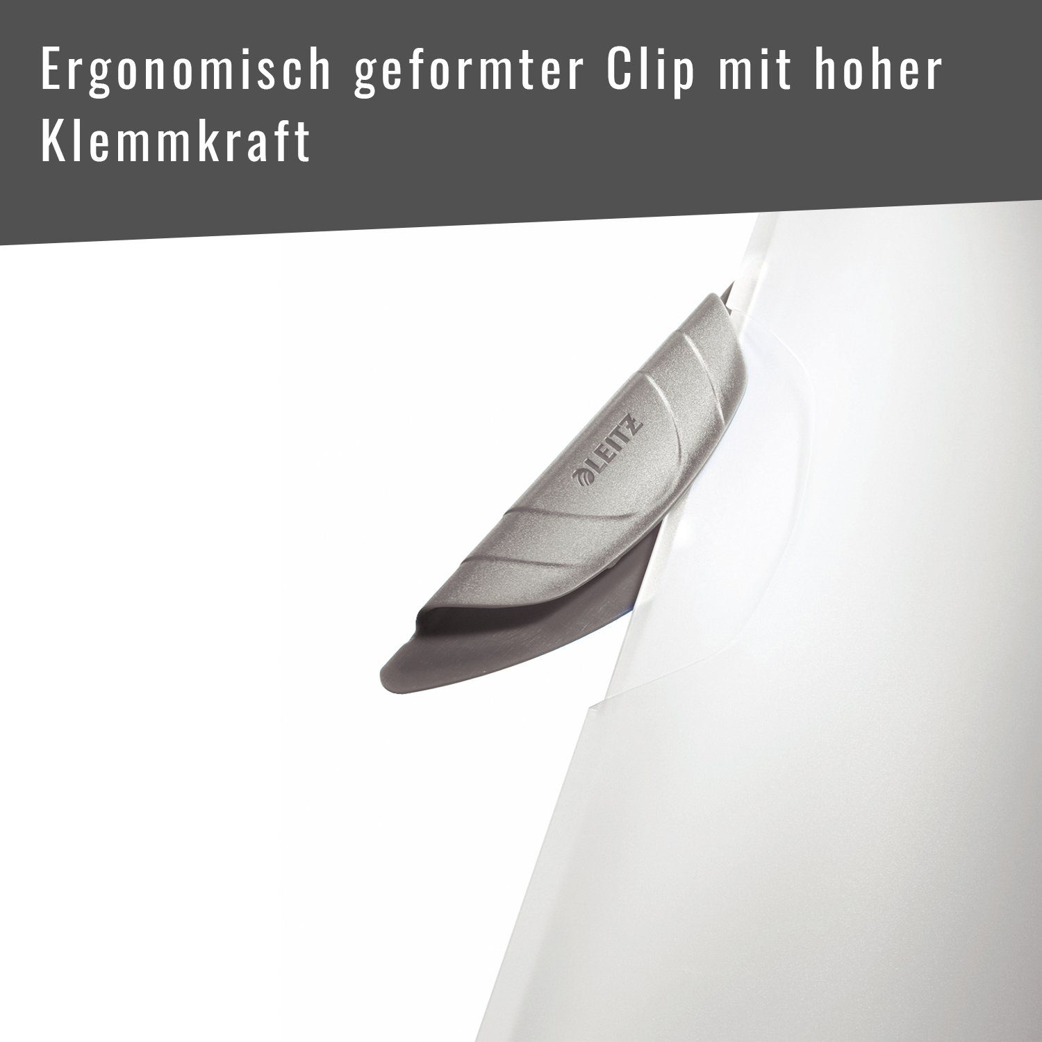 LEITZ Schulheft ColorClip Hefter, grau Clip Blatt f 30 (80 mit zu hoher bis g/m), Klemmkraft