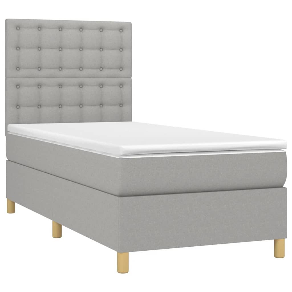 vidaXL Boxspringbett, Boxbett mit Matratze Hellgrau 90x190 cm Stoff günstig online kaufen