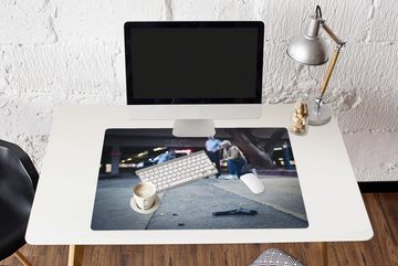 MuchoWow Gaming Mauspad Die Polizei am Tatort (1-St), Büro für Tastatur und Maus, Mousepad Gaming, 90x60 cm, XXL, Großes