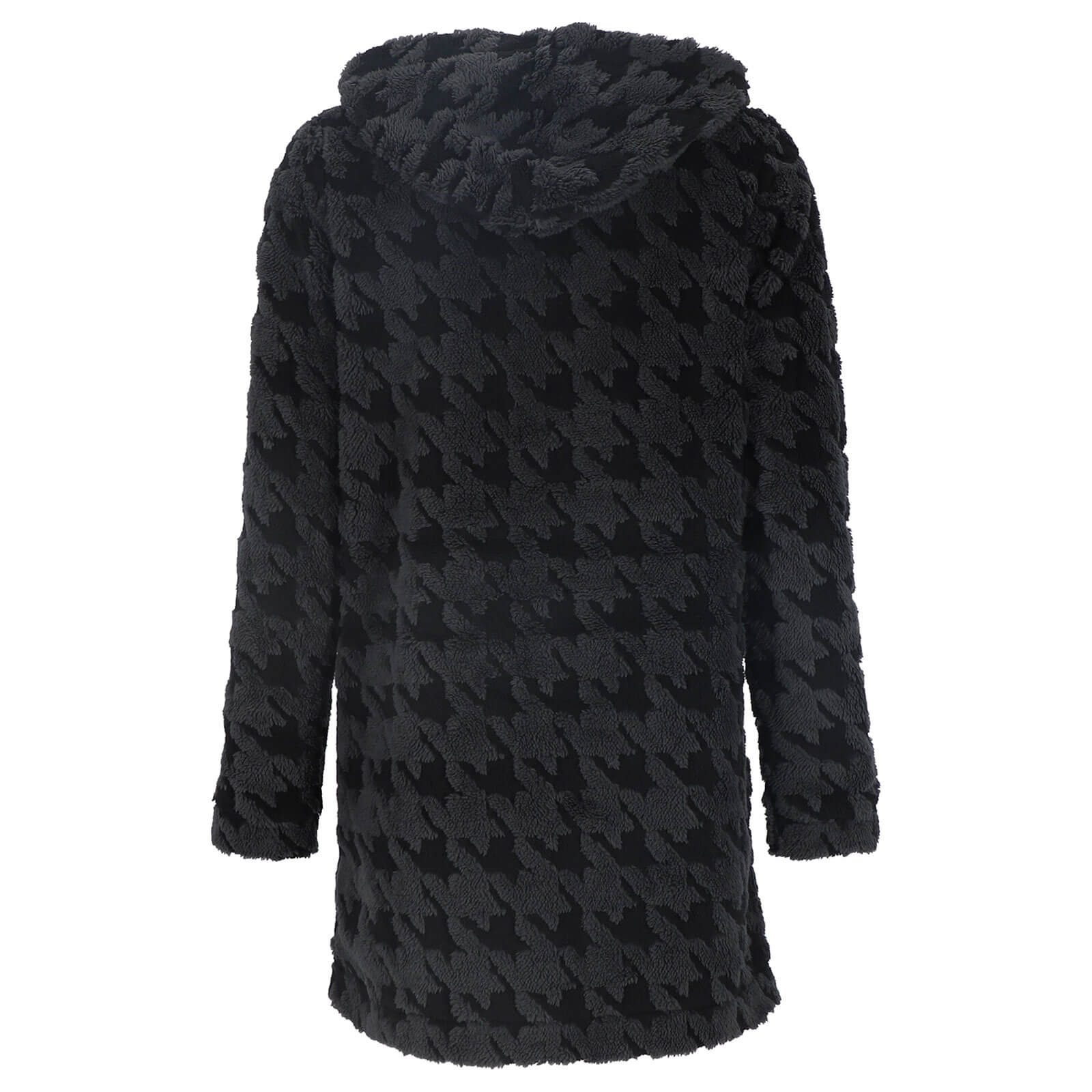 Rivercreek Fleecejacke Damen Jacke gefüttert mit Hahnentritt-Muster - Jacke Fleece mit Kapuze Angeschnittene Kapuze, Praktische Seitentaschen, Weich gefüttert – Bild 3 von 3