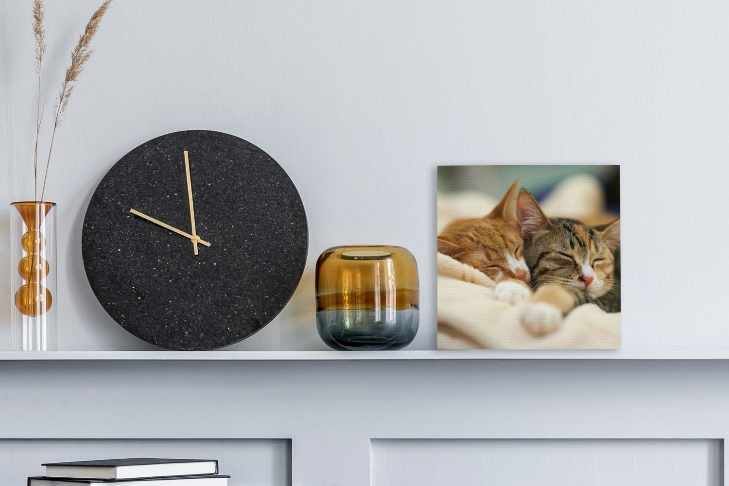 Leinwand Wohnzimmer für Leinwandbild Katzen Vorleger, OneMillionCanvasses® St), Schlafen (1 Schlafzimmer - - Bilder
