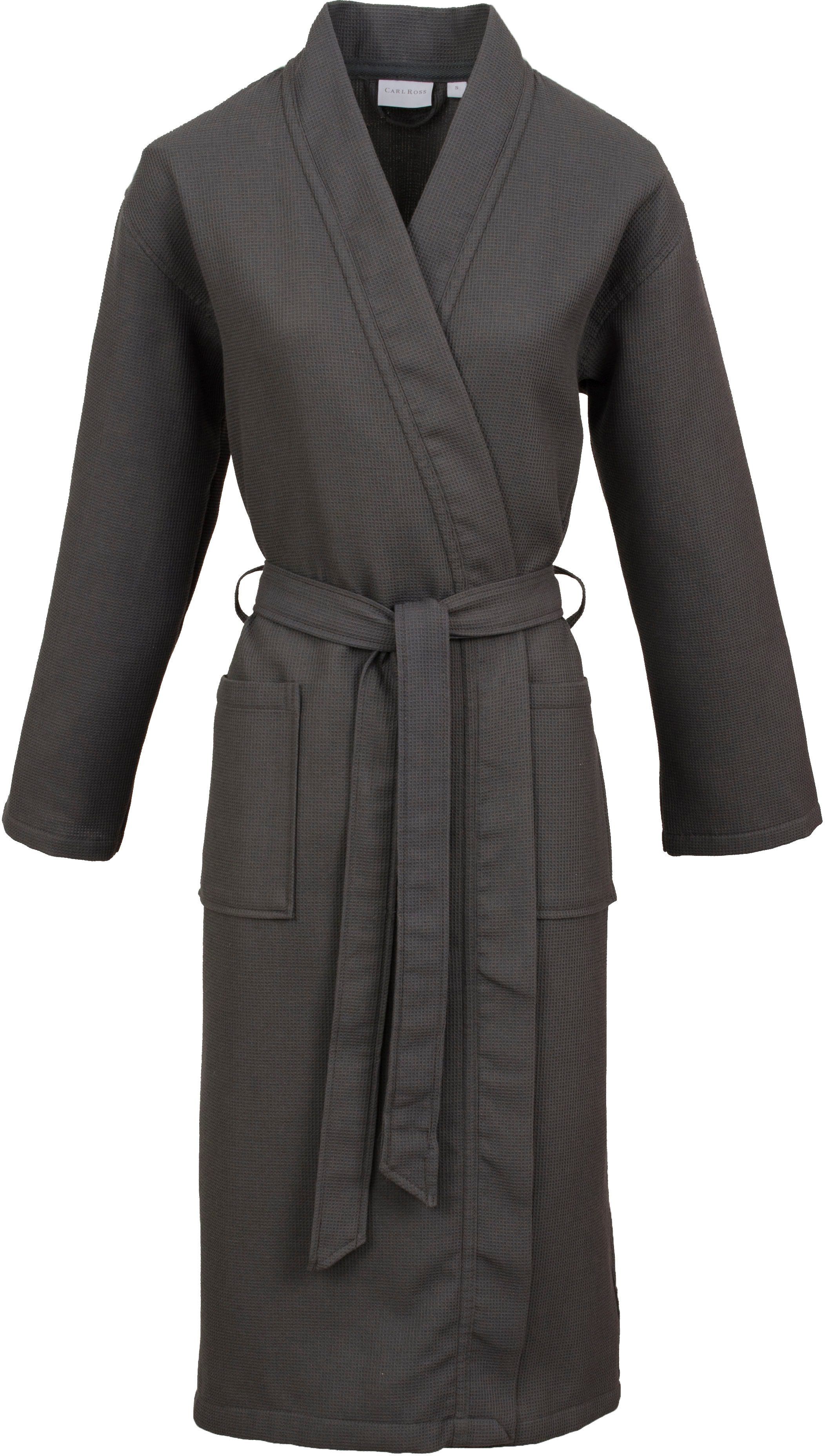 Carl Ross Unisex-Bademantel 25100, Langform, Piqué, Kimono-Kragen, Gürtel, Waffelpique