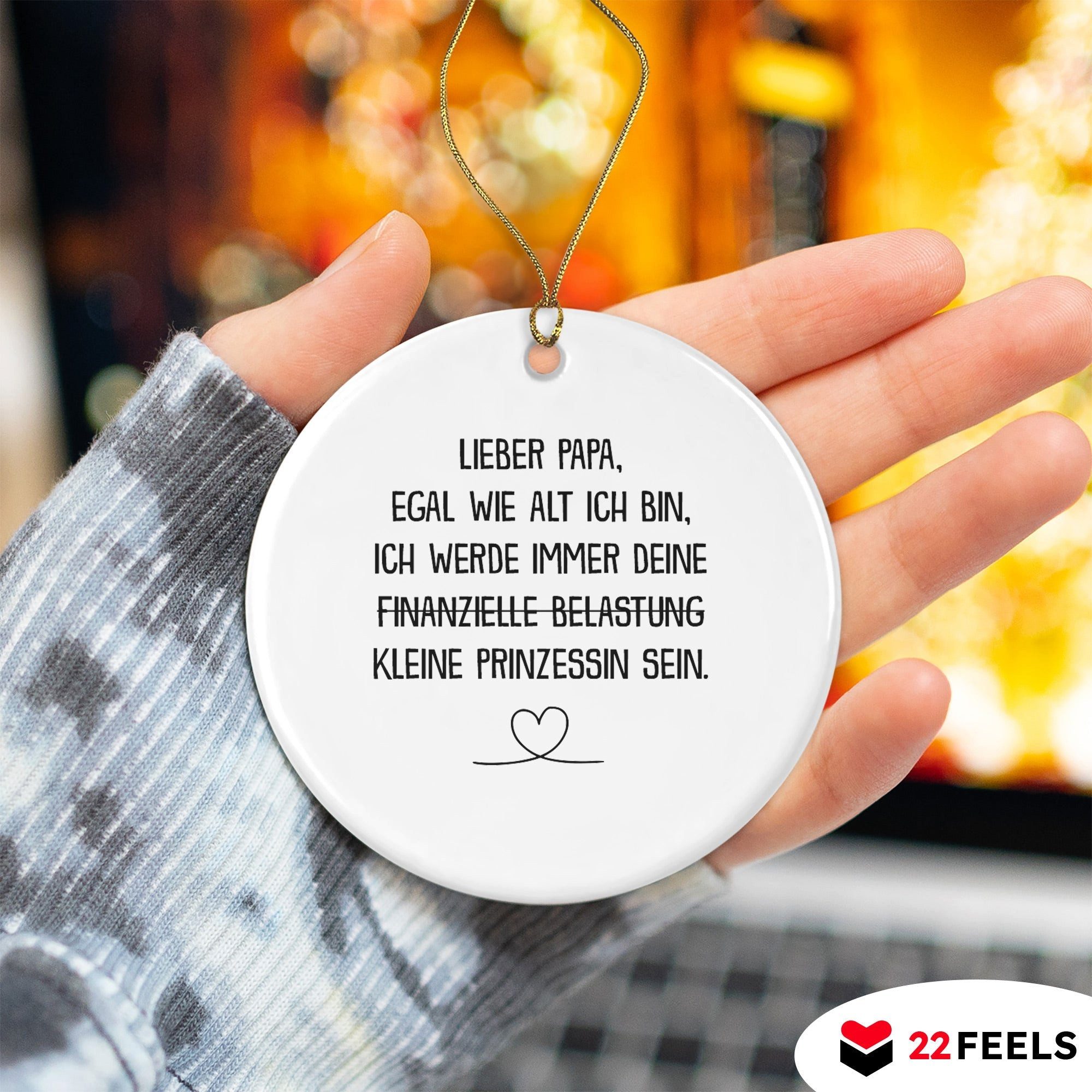 22Feels Weihnachtsbaumkugel Weihnachtsdeko Papa Geschenk v Töchter Vater Weihnachten Mann Anhänger, MADE IN GERMANY, KERAMIK