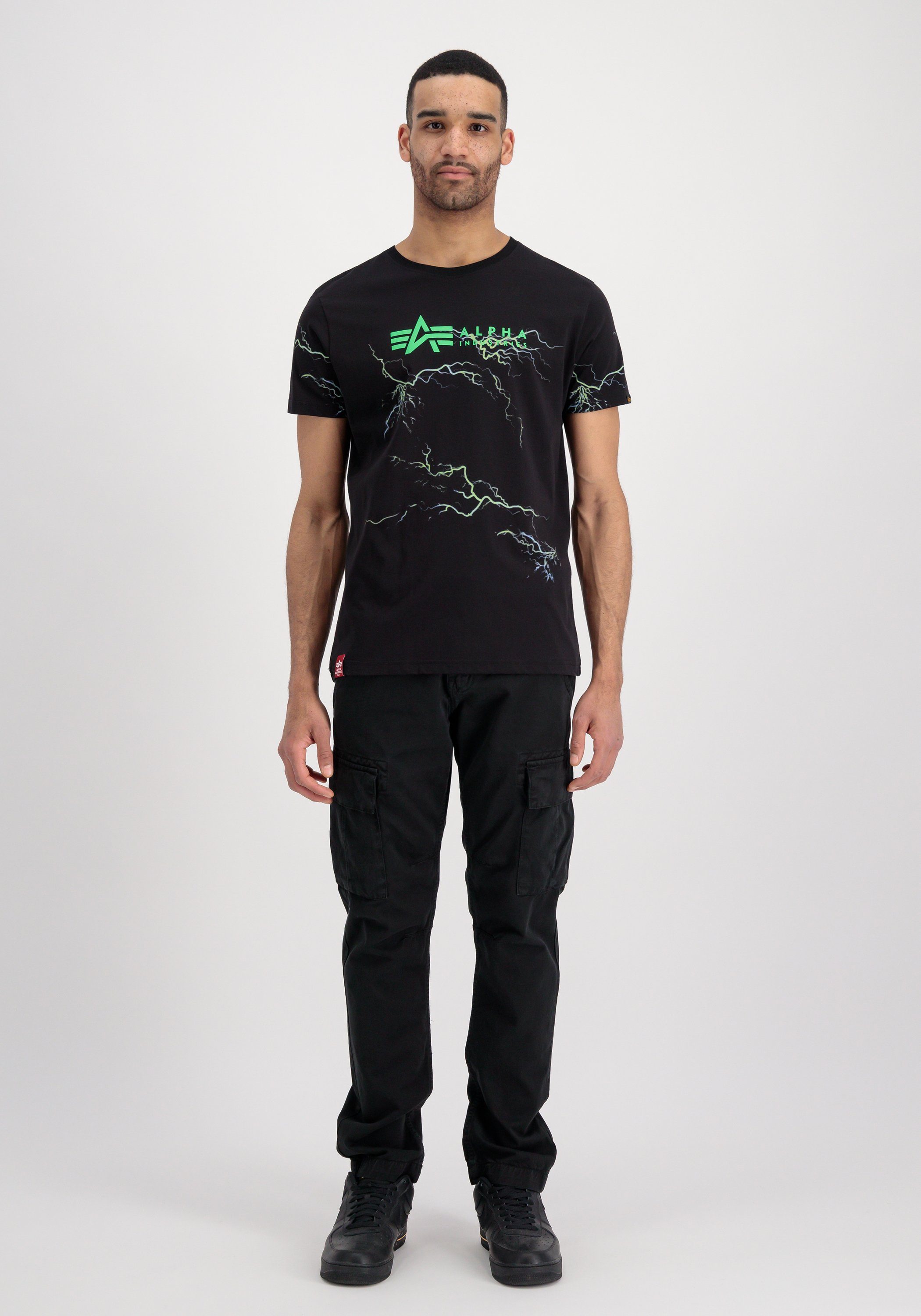 Industries T Alpha T-Shirt green - Lightning AOP Industries Men black/light Alpha T-Shirts