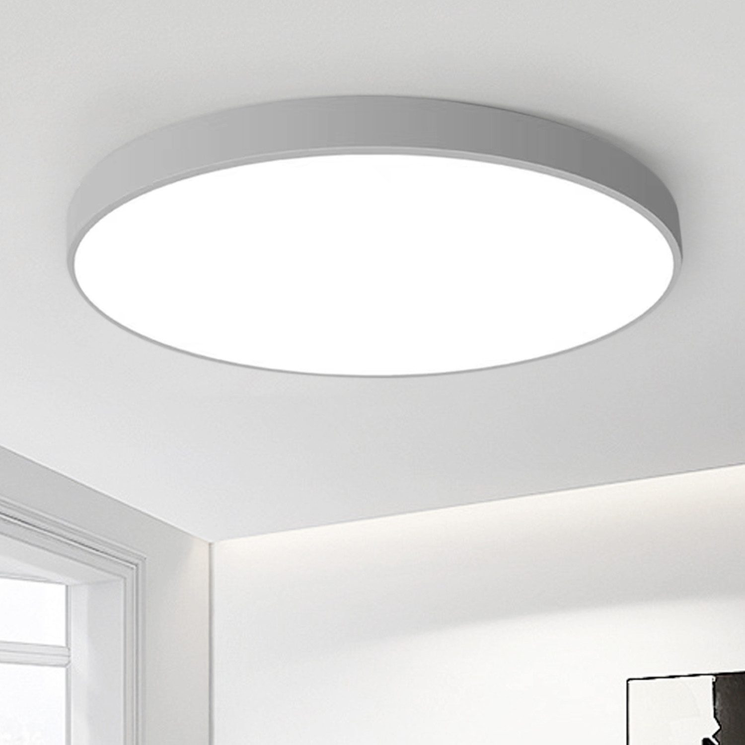 JDONG LED Deckenleuchte 36W Rund Flach Rosa/Grau/Blau Deckenlampe Durchmess günstig online kaufen