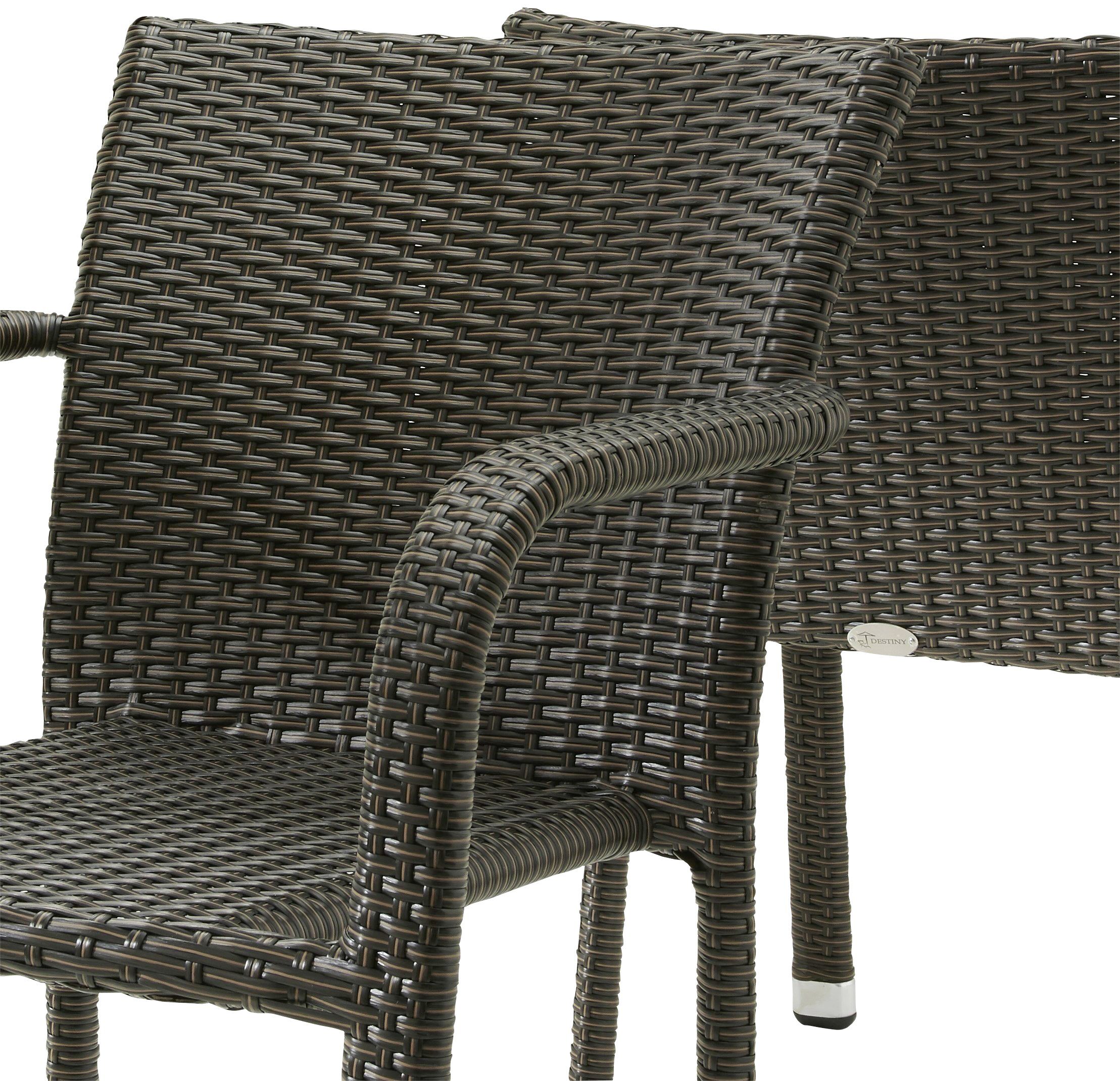 Polyrattan, (Set, ohne stapelbar, braun, CARLOS Auflagen 2-St), Gartensessel Destiny