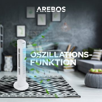 Arebos Turmventilator Turmventilator, 50 Watt, 60°-Oszillation, mit 60° Oszillationwinkel