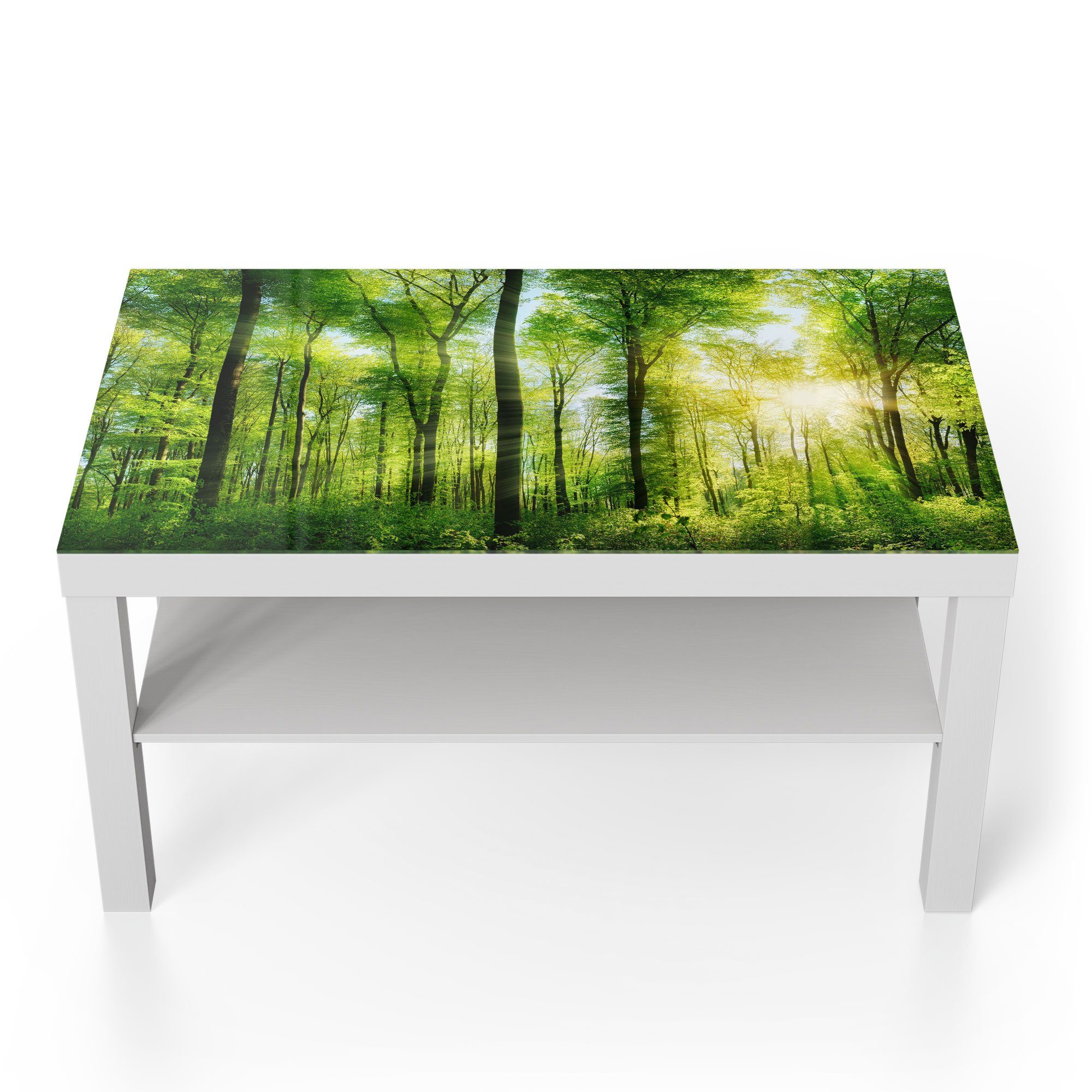 DEQORI Couchtisch 'Sonne durchbricht Wald', Glas Beistelltisch Glastisch modern Weiß | Couchtische