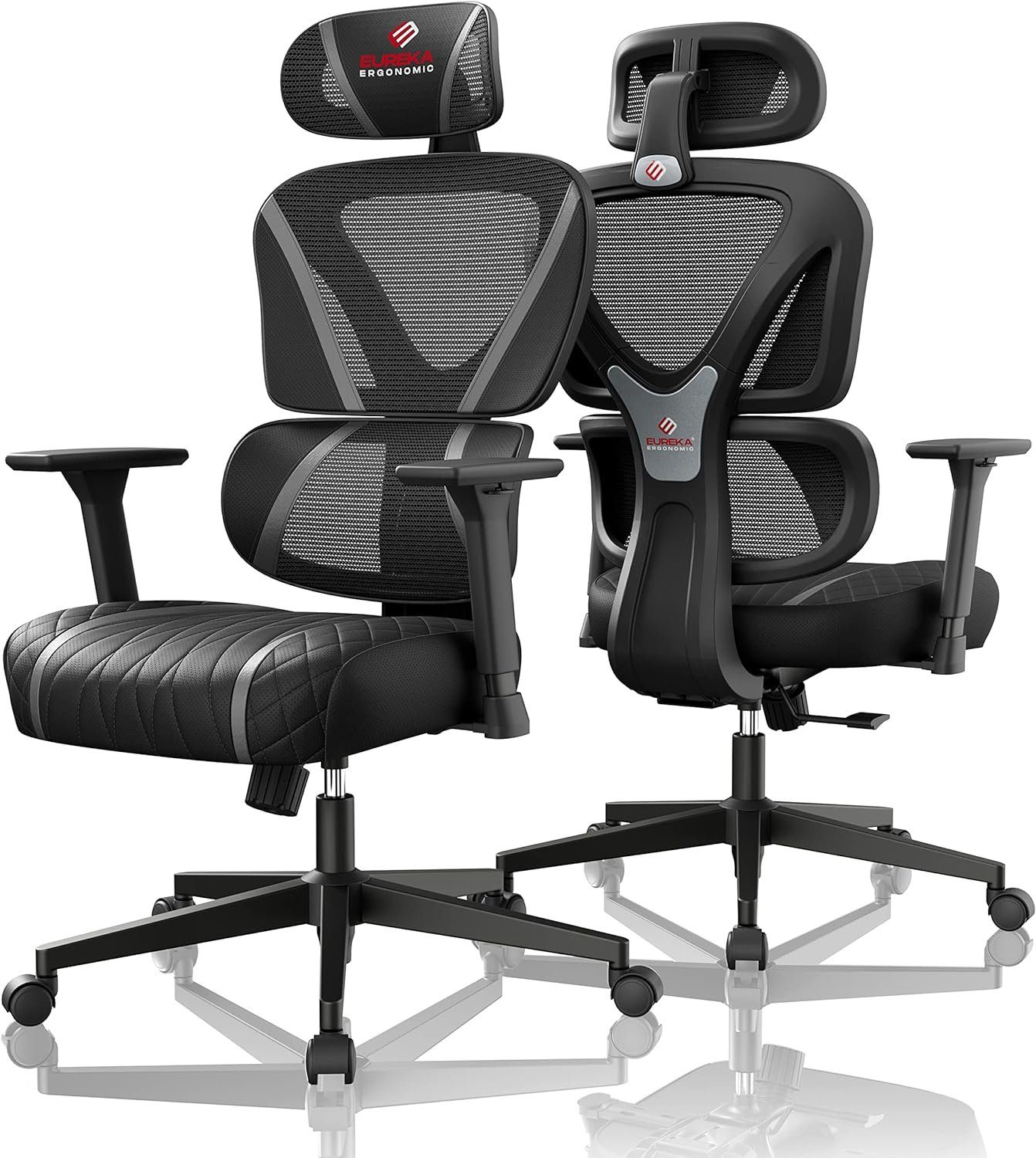 EE EUREKA ERGONOMIC Gaming-Stuhl (S-förmiges Rückenlehnen-Design,135° verstellbare Rückenlehne), Schwingstuhl, 3D-Armlehnen, höhenverstellbar Atmungsaktiv bis 136kg