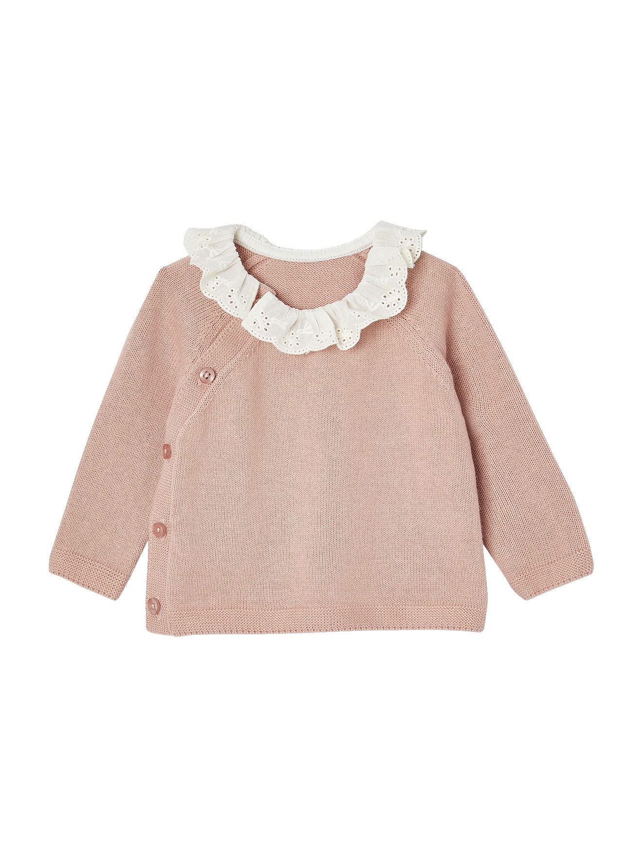 Pullunder Baby Wickelpullover, Kragen mit Lochstickerei