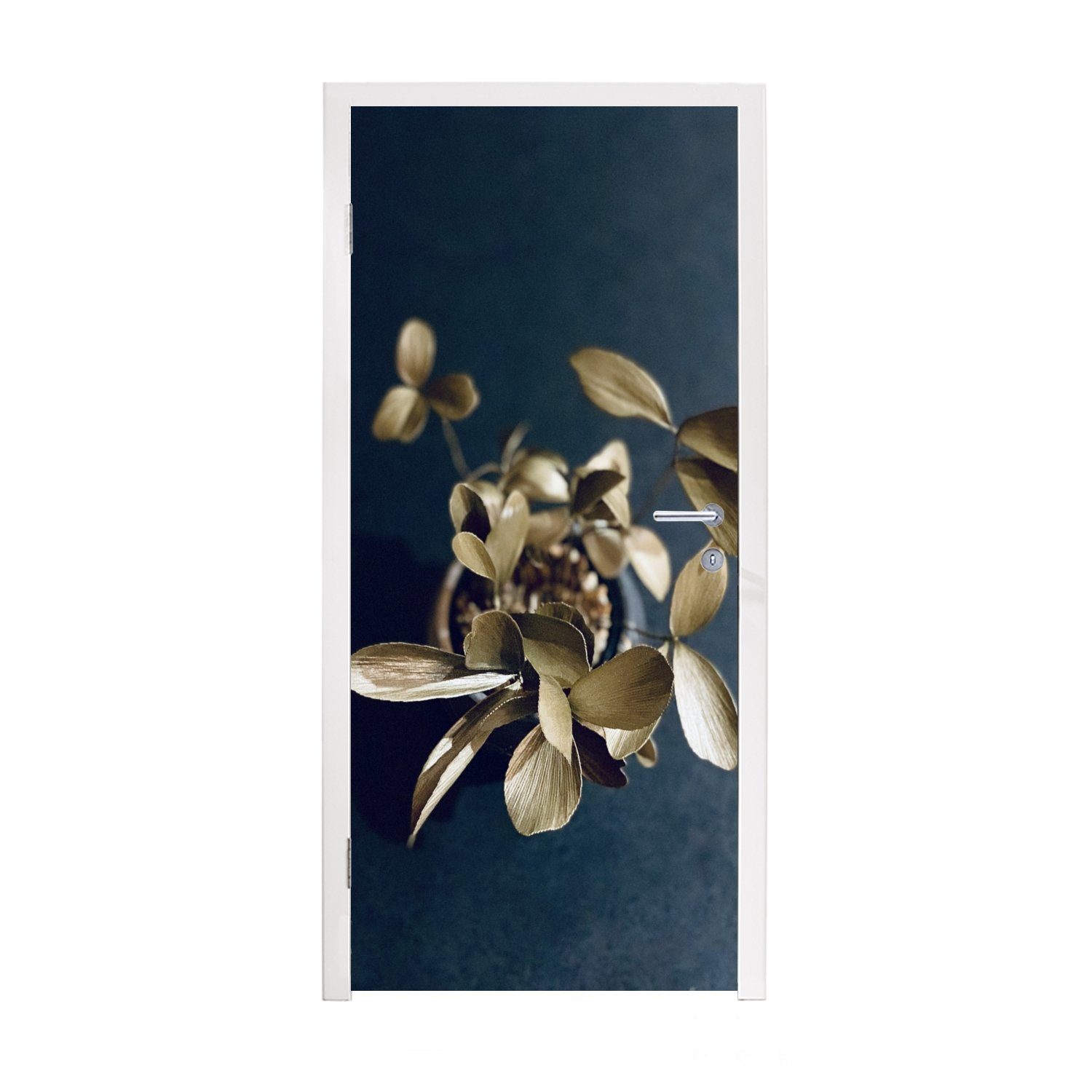 MuchoWow Türtapete Goldene Blume, Matt, bedruckt, (1 St), Fototapete für Tür, Türaufkleber, 75x205 cm | Türtapeten